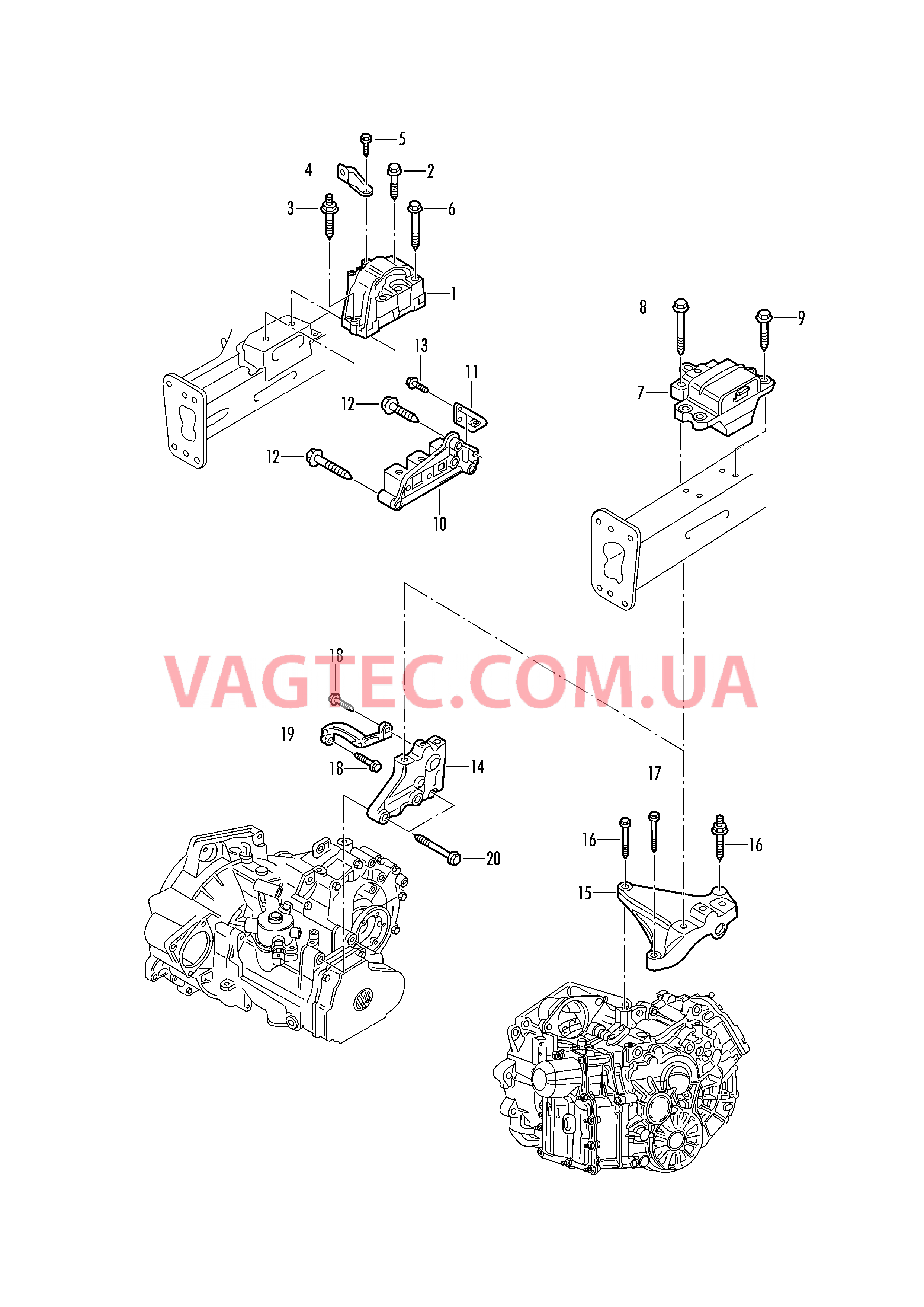 Детали крепления для двигателя и КП  для VOLKSWAGEN Jetta 2017-2