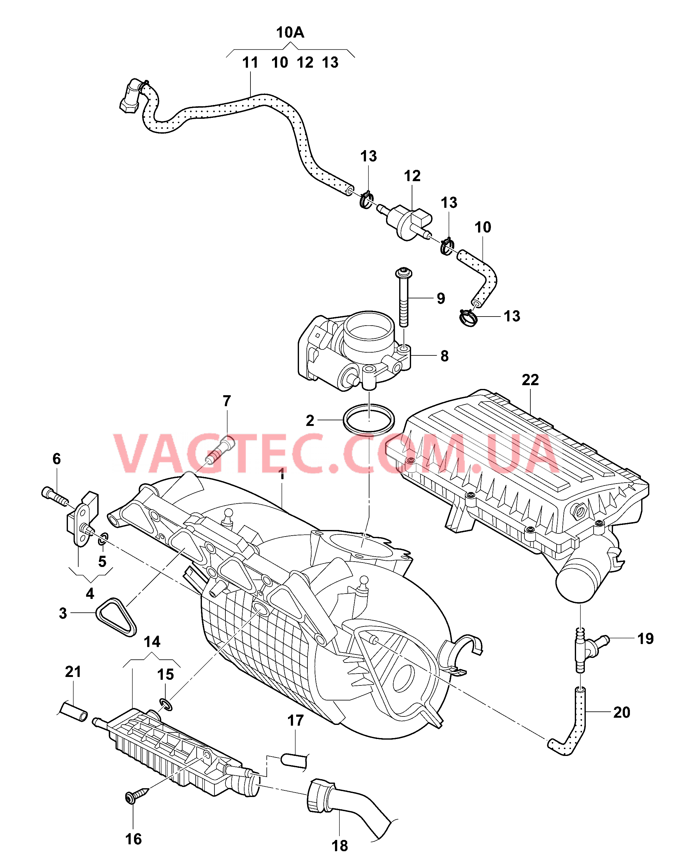 Cистема впуска воздуха Рециркуляция ОГ Cистема улавл. паров топлива  для VOLKSWAGEN Jetta 2014-1