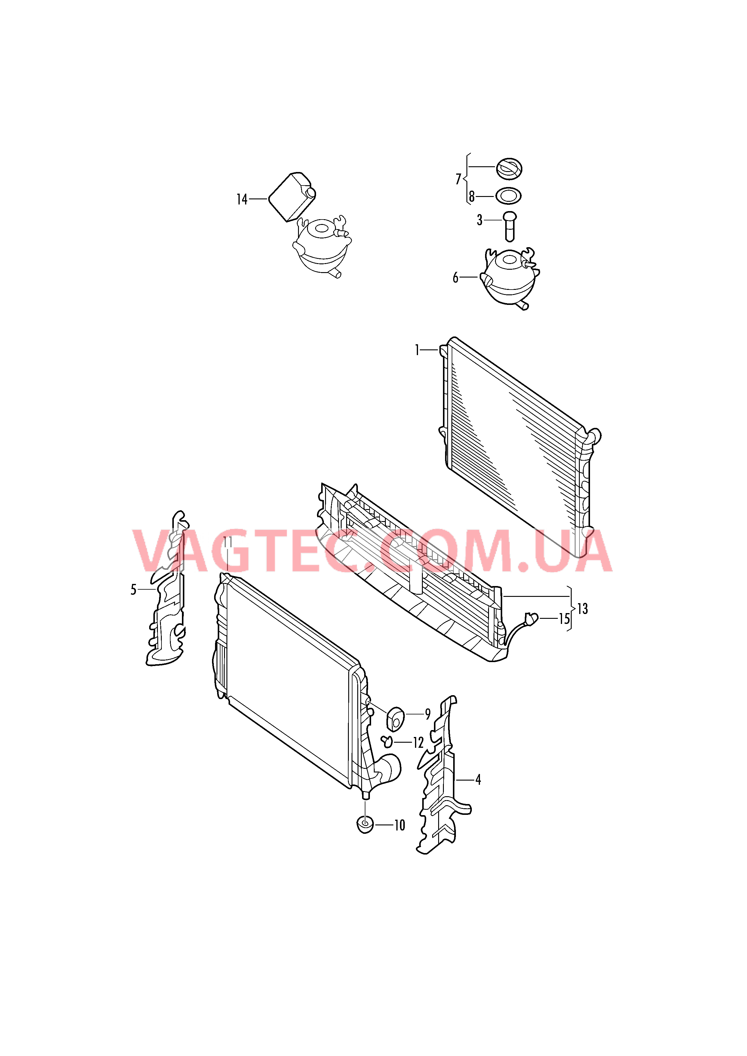 Радиатор охлаждающей жидкости Дополнительный радиатор ОЖ Бачок, компенсационный     ----------------------------- для VOLKSWAGEN Jetta 2015