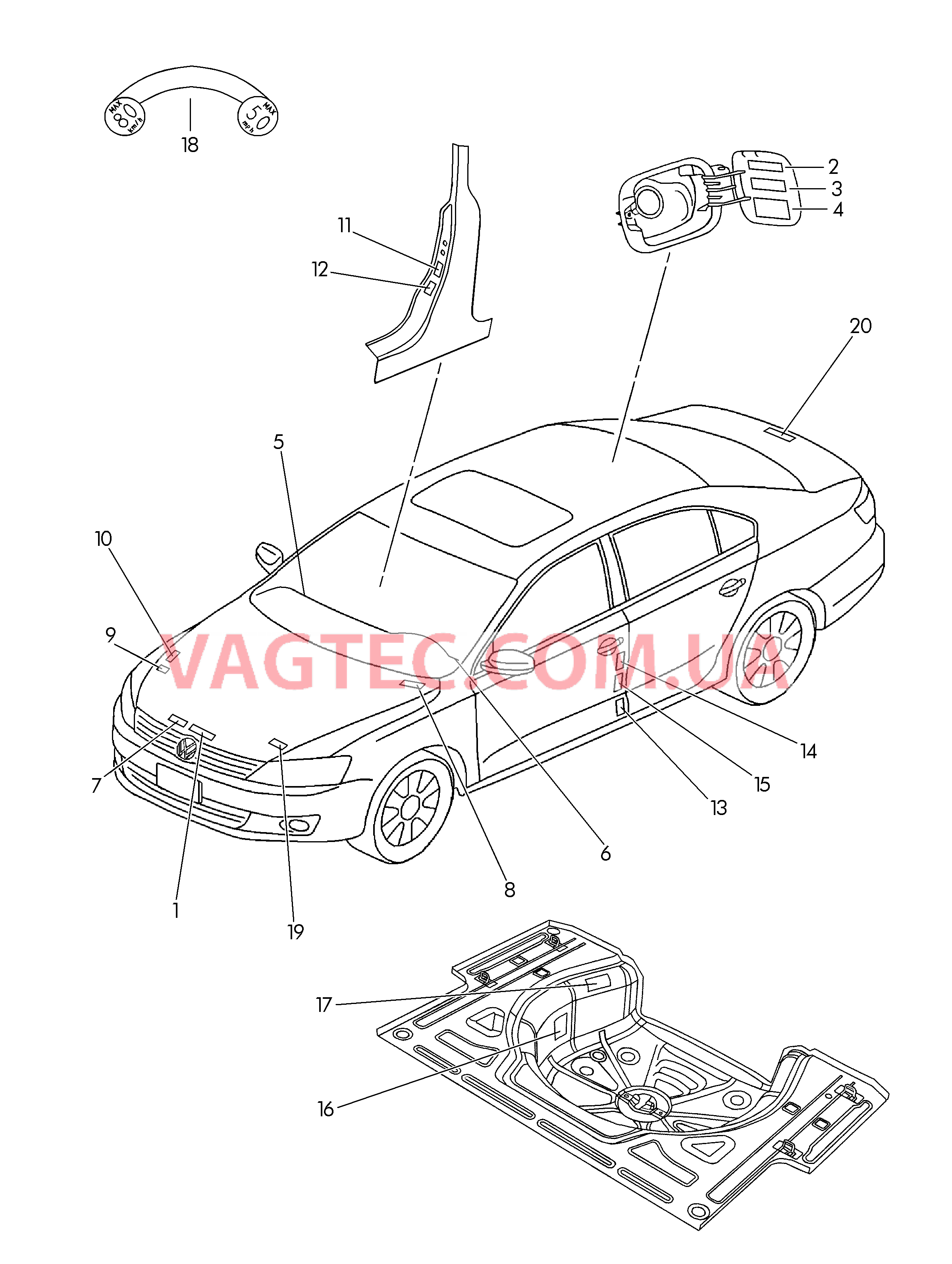 Таблички  для VOLKSWAGEN Jetta 2019-2