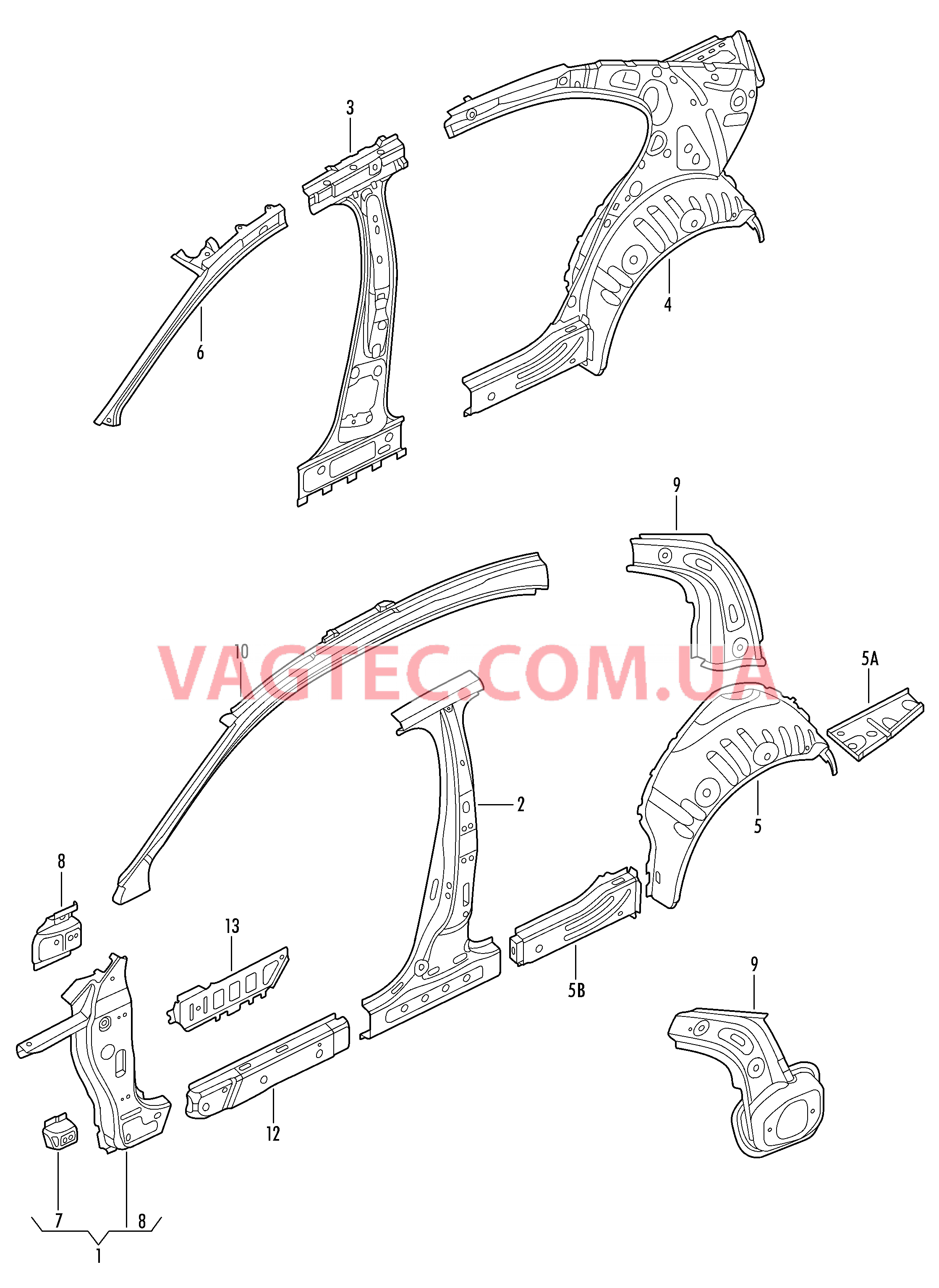 Боковина, внутренняя  для VOLKSWAGEN Jetta 2014-2