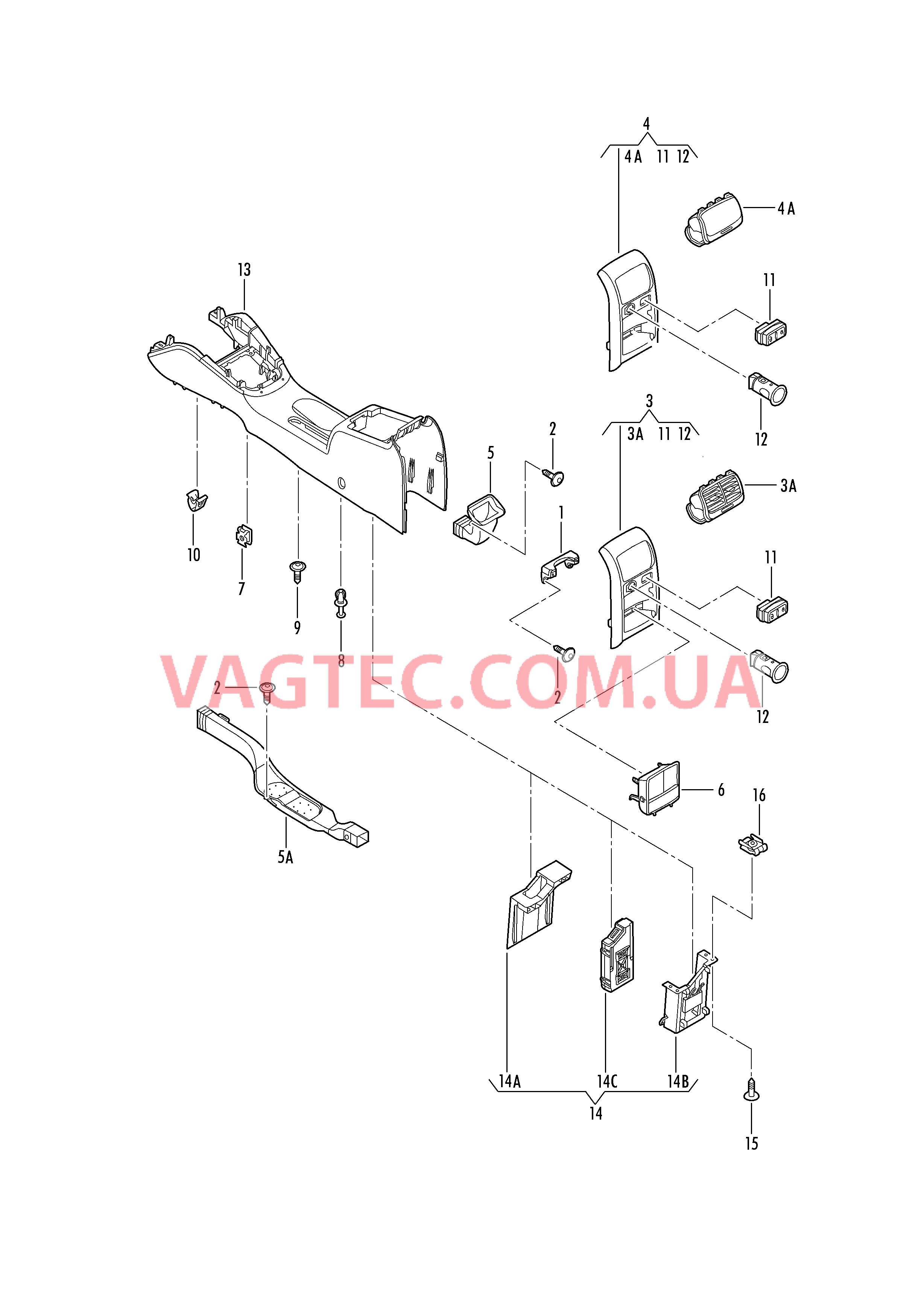 Центральная консоль  для VOLKSWAGEN Jetta 2014-2