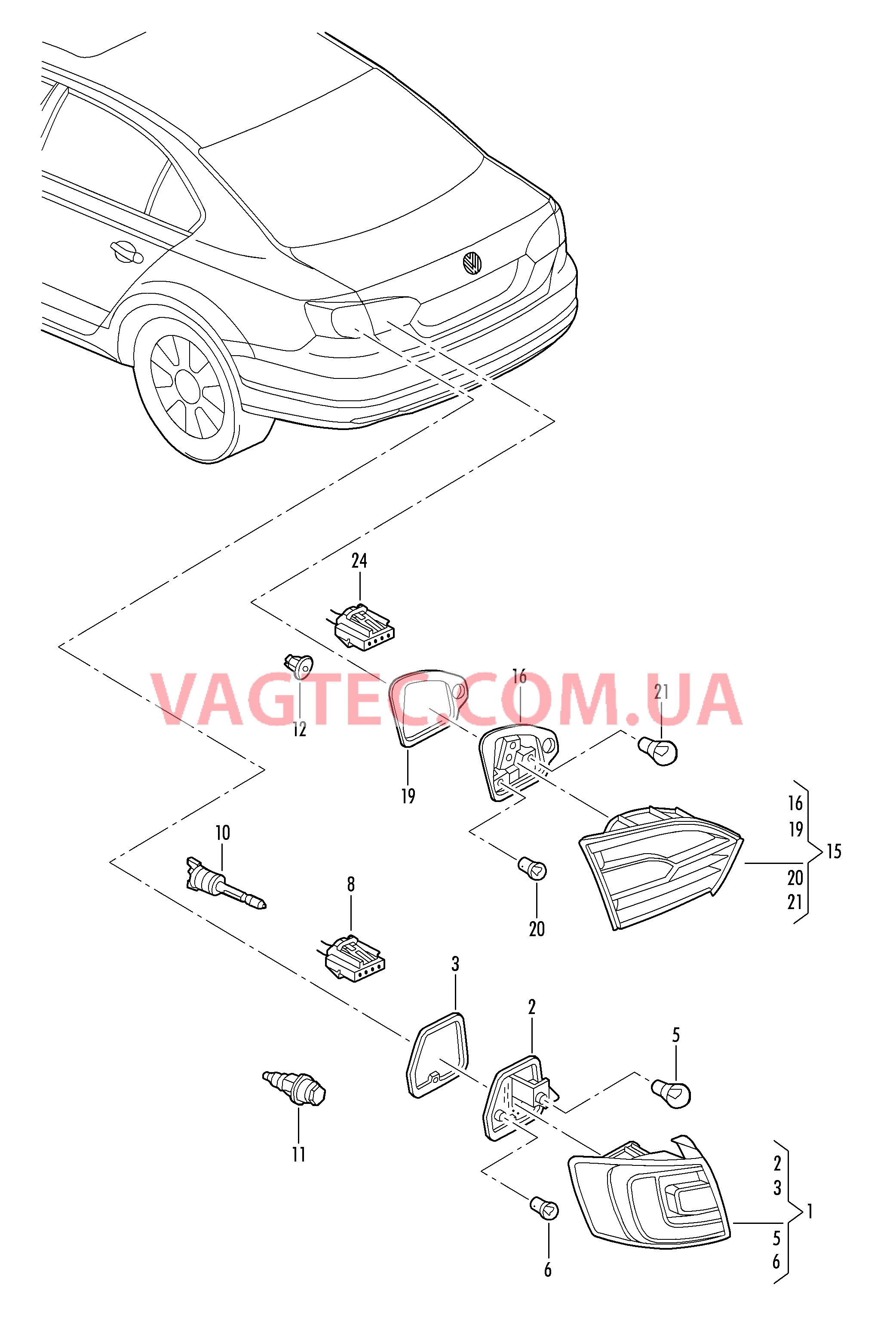 Задний фонарь  для VOLKSWAGEN Jetta 2013