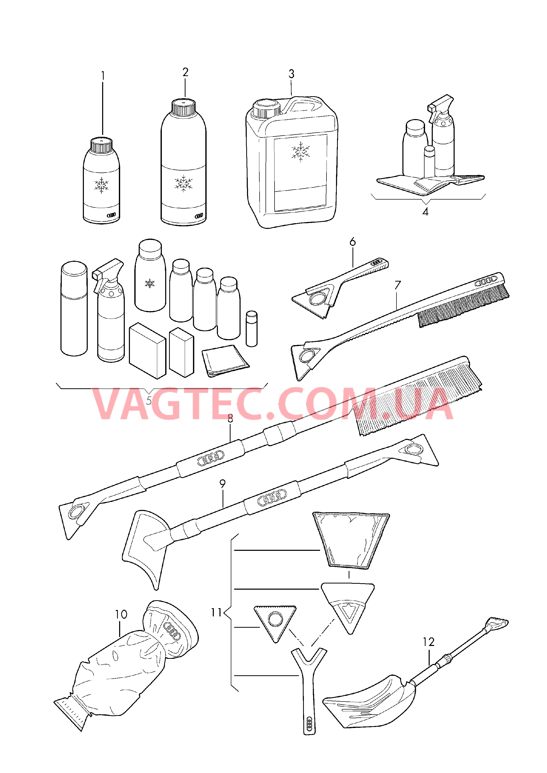 Оригинальные аксессуары Зимнее средство для ухода Набор средств для ухода Cкребок для стекол  для AUDI A4Q 2019