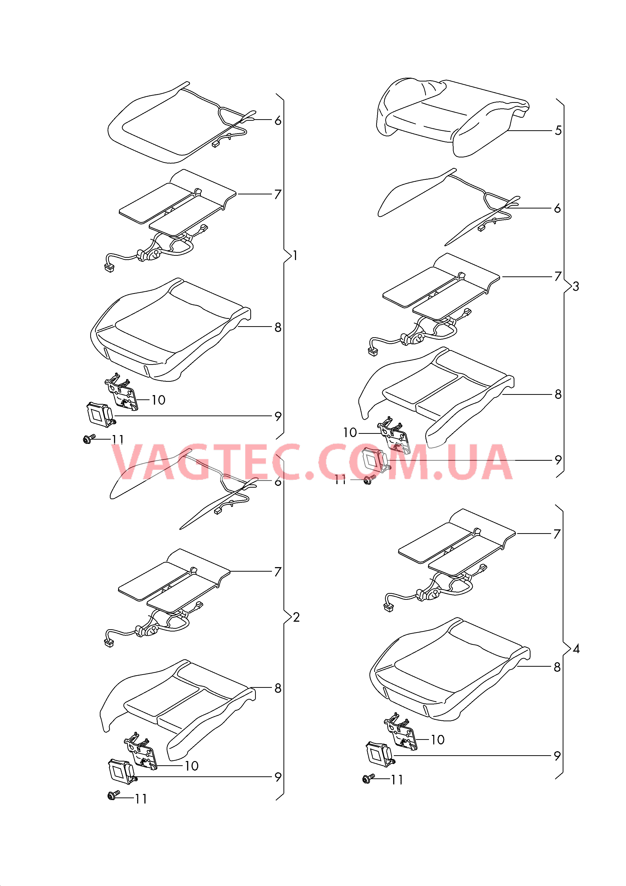 Подушка сиденья Cист. распозн. занят. сиденья Cмотри руководство по ремонту  для AUDI A4 2019