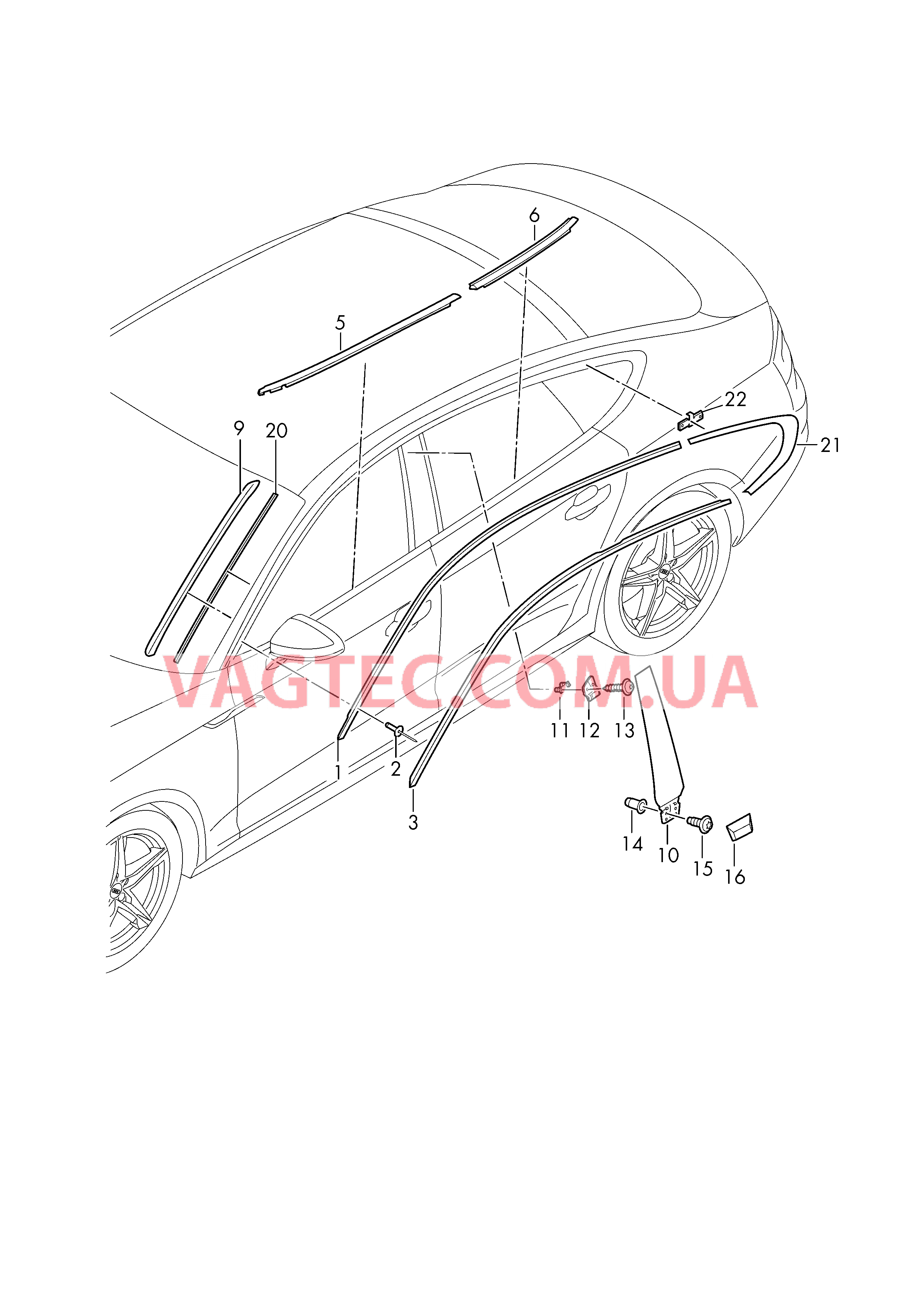 Декоративная накладка крыши Уплотнитель двери с декоративной накладкой  Планка водостока Накладка для стойки В  для AUDI A5 2019