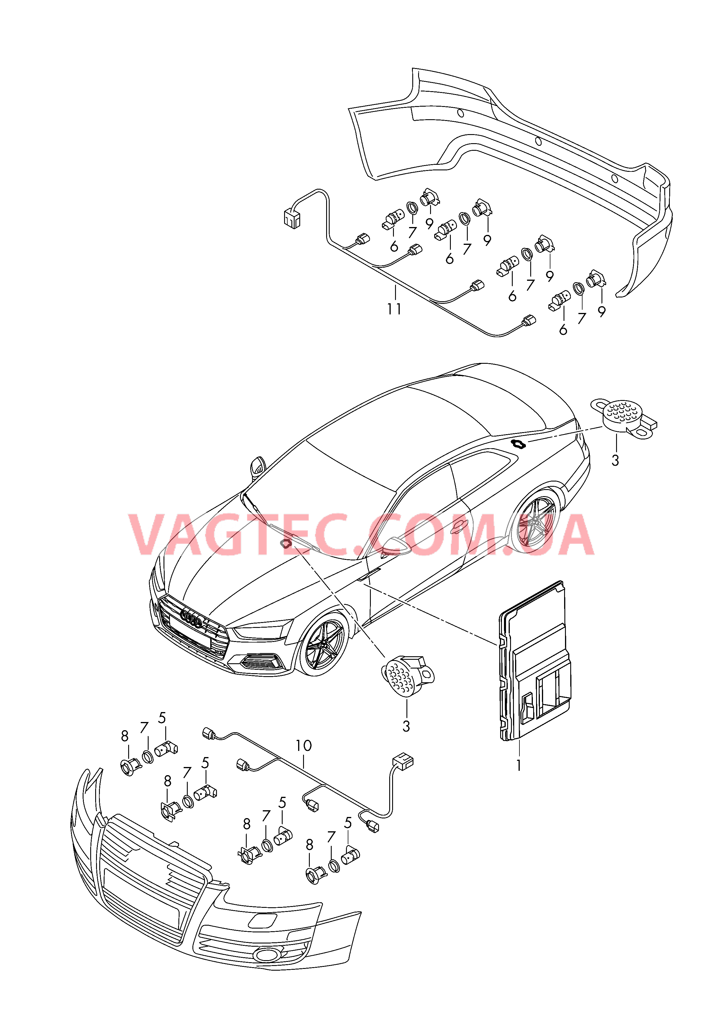 Парковочный ассистент  для AUDI A5 2019