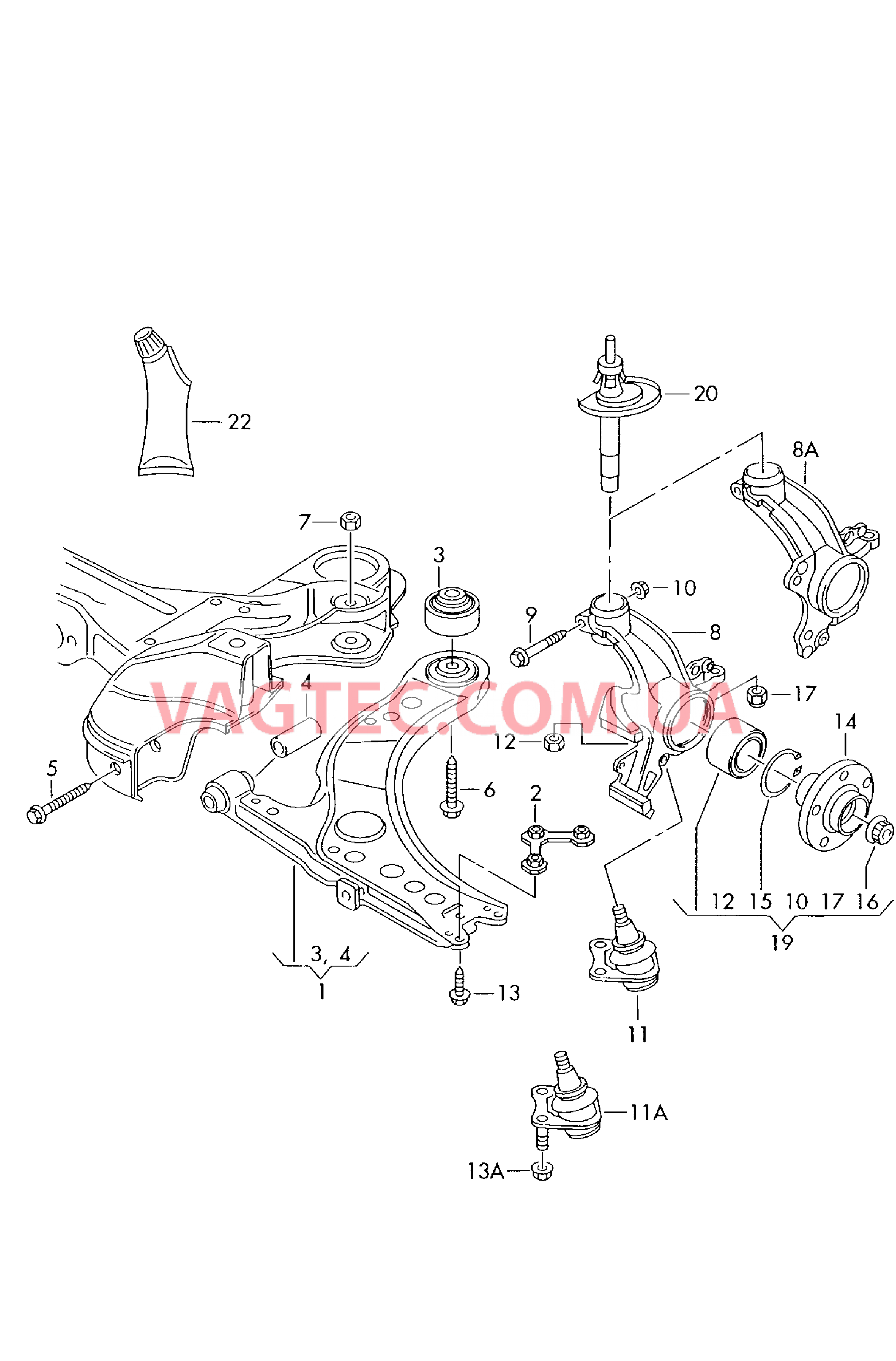 Pычаг подвески, поперечный Поворотный кулак  для VOLKSWAGEN Jetta 2019-2