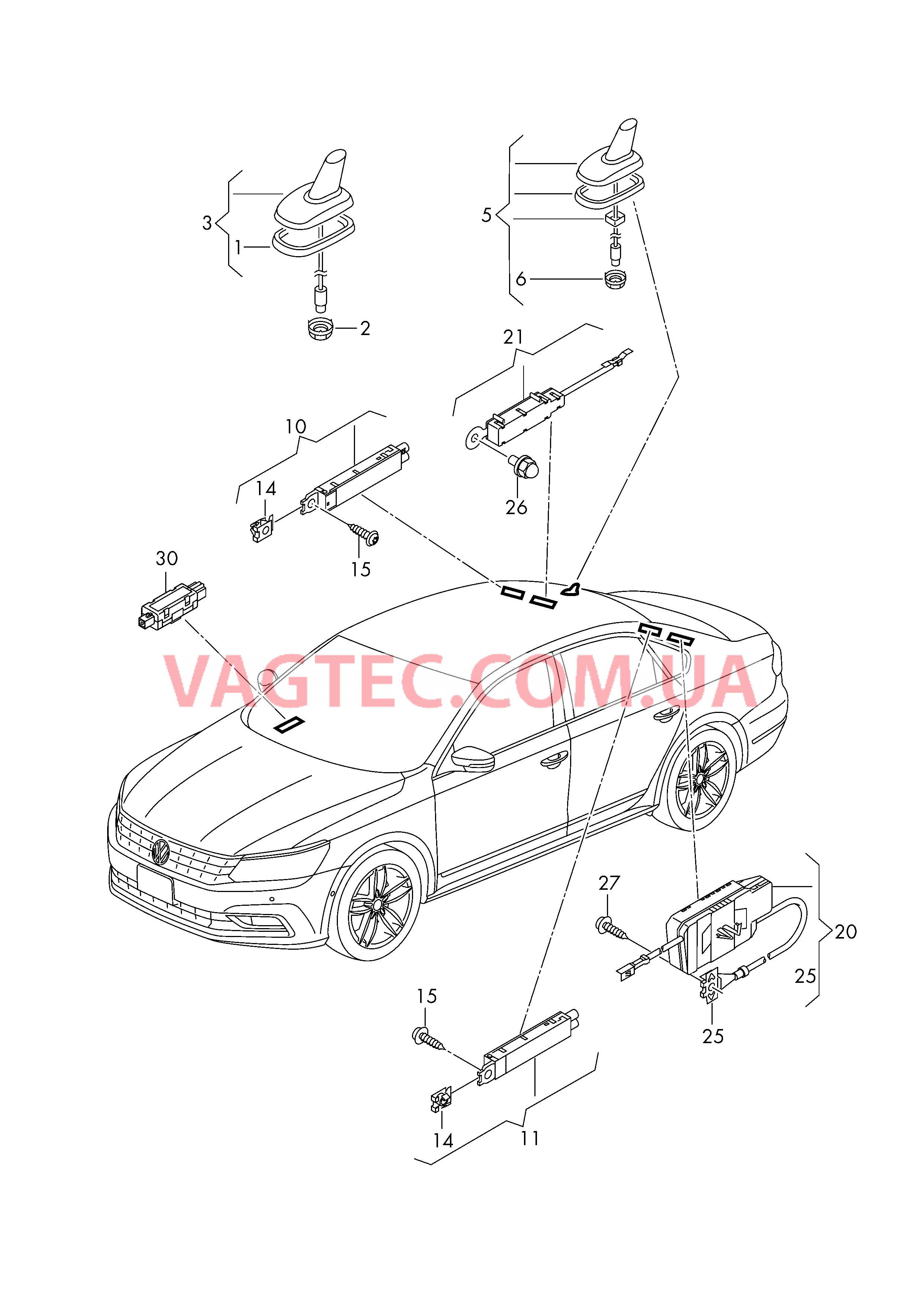 Антенна для крыши Усилитель антенны Помехоподавляющий фильтр  для VOLKSWAGEN Passat 2018