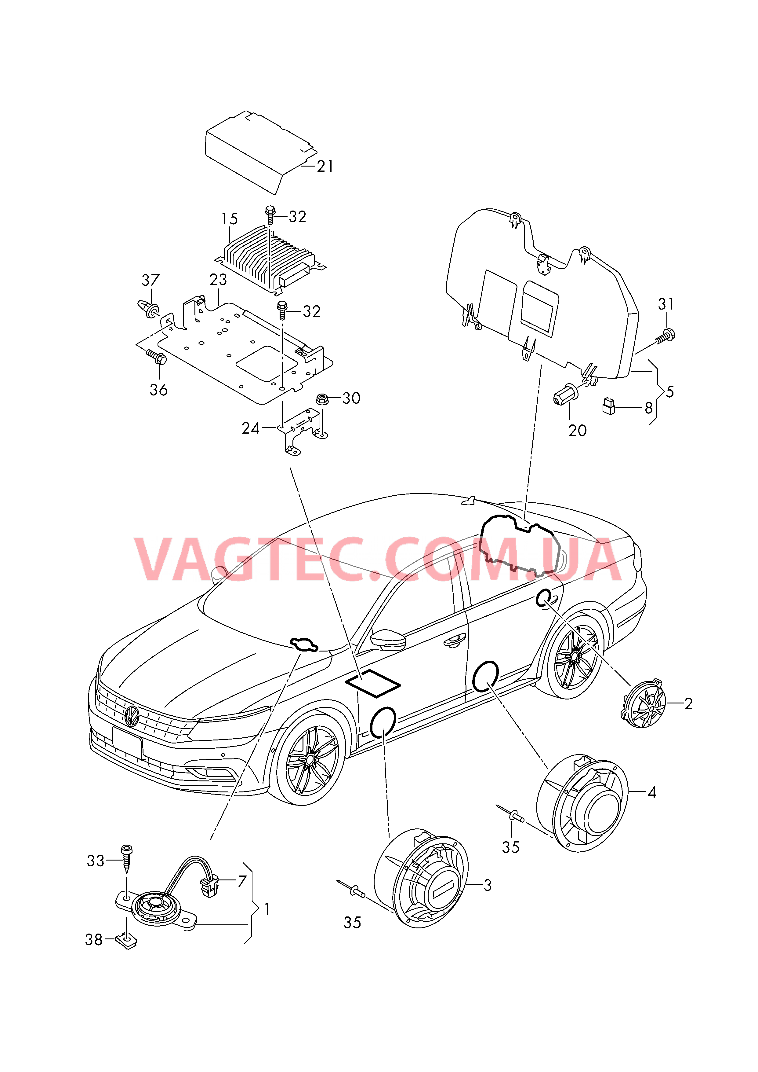 Электрические детали акустической системы  для VOLKSWAGEN Passat 2018