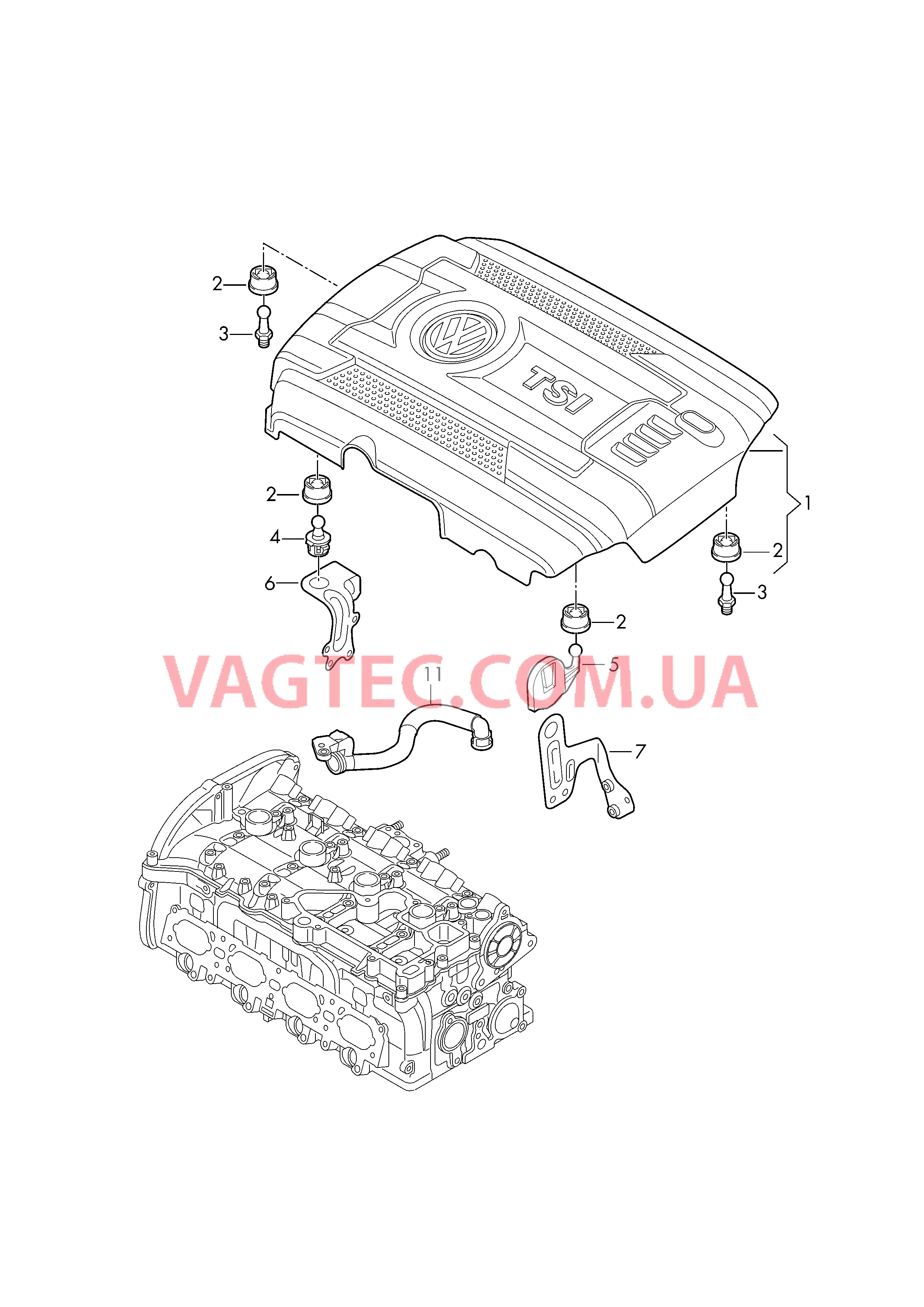 Защ. кожух впускн. коллектора Вентиляция для крышки головки блока  для SEAT Ateca 2019