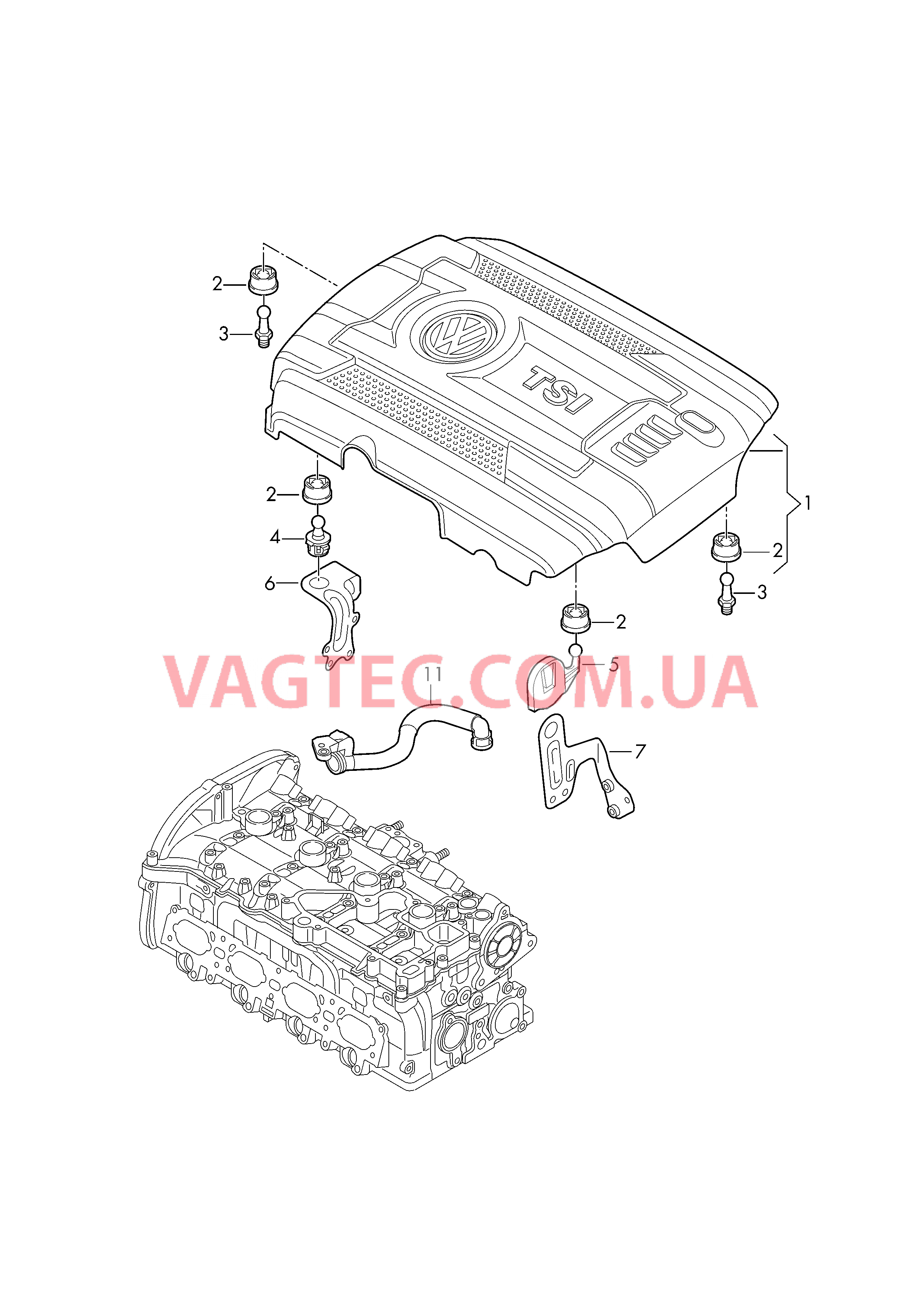 Защ. кожух впускн. коллектора Вентиляция для крышки головки блока  для VOLKSWAGEN Arteon 2017