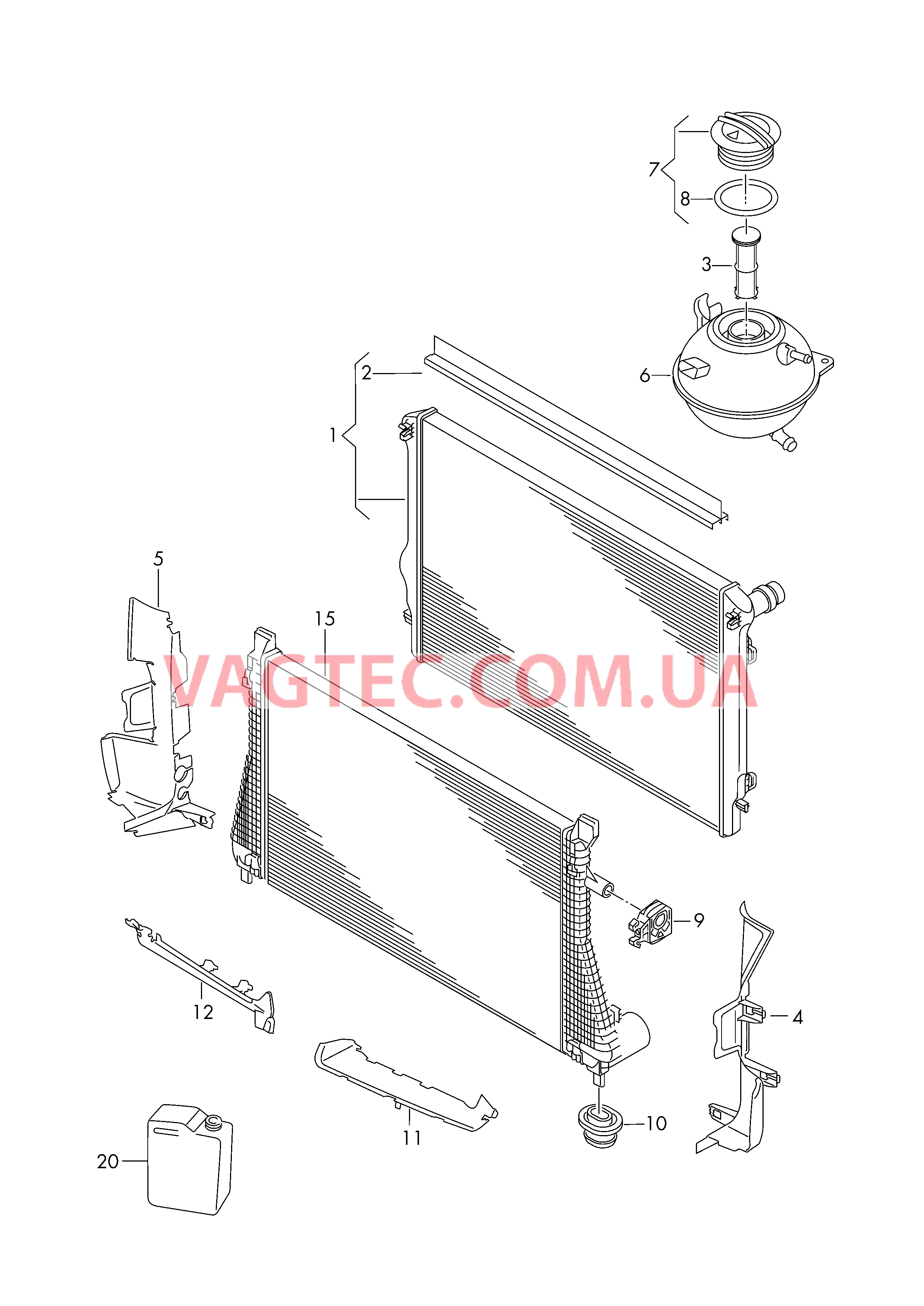 Бачок, компенсационный Радиатор охлаждающей жидкости  для VOLKSWAGEN Passat 2019