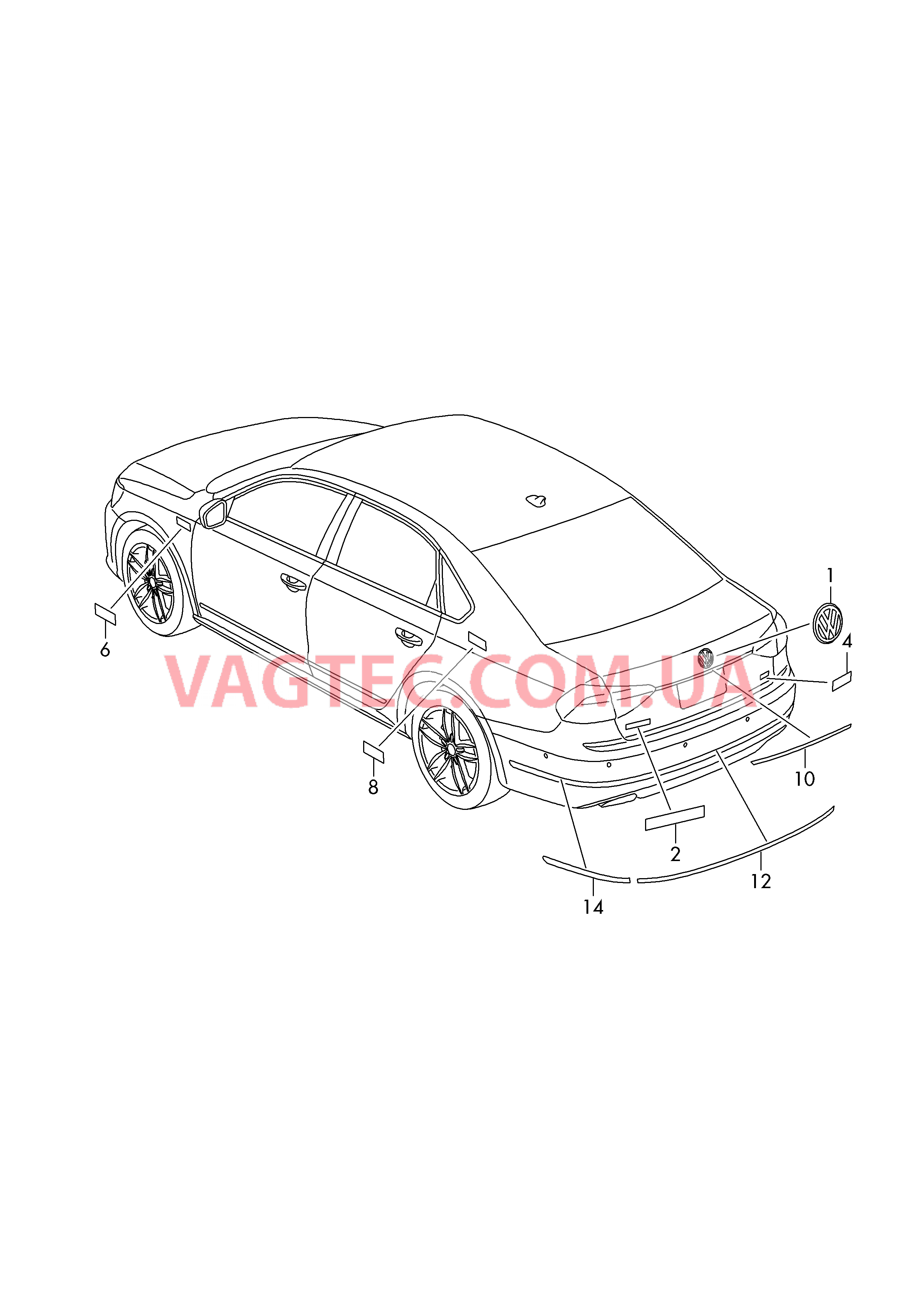 Надписи Декоративные накладки  для VOLKSWAGEN Passat 2019