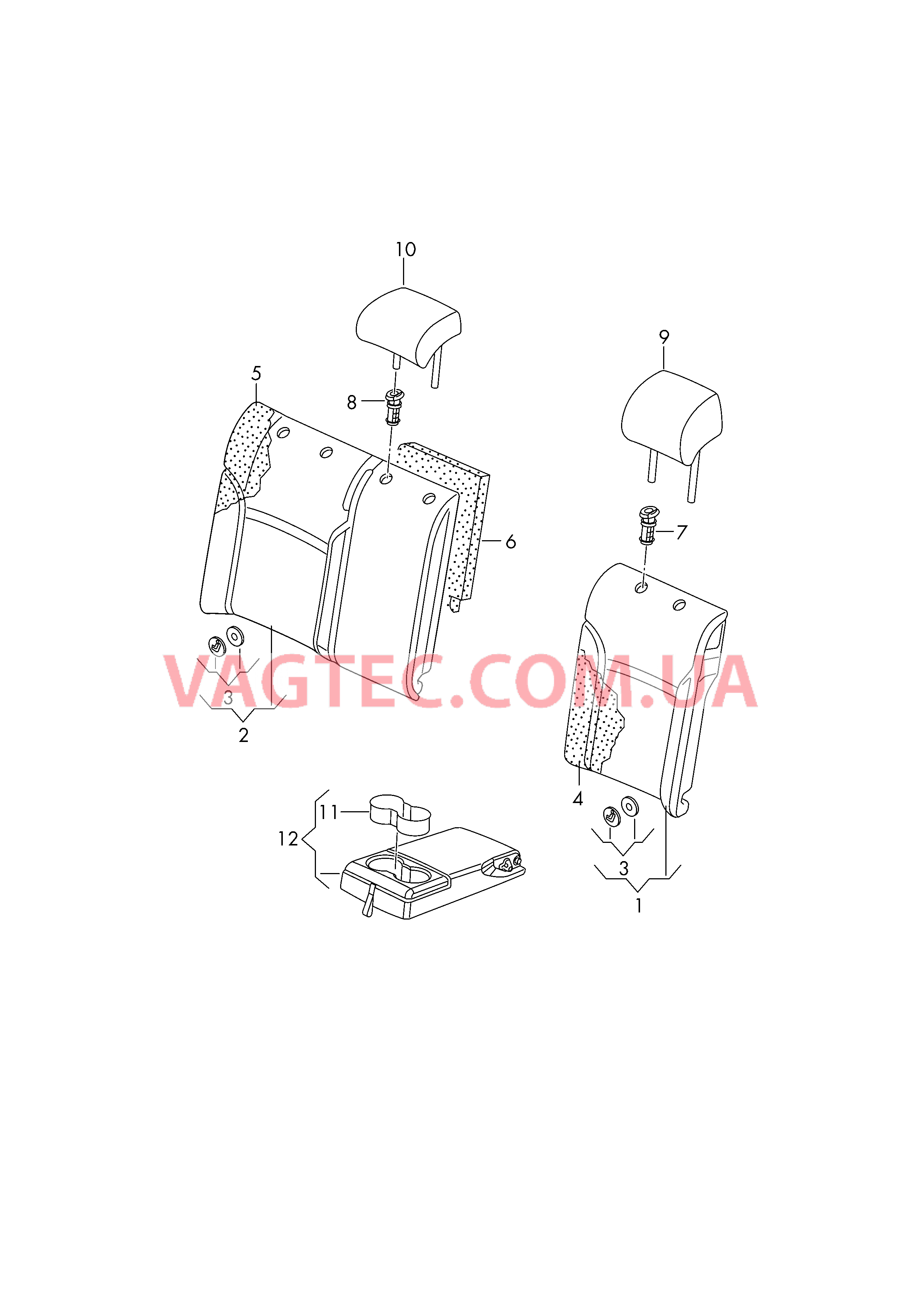 чехлы спинок сидений Набивка спинки Подголовники Подлокотник, центральный  для VOLKSWAGEN Passat 2018
