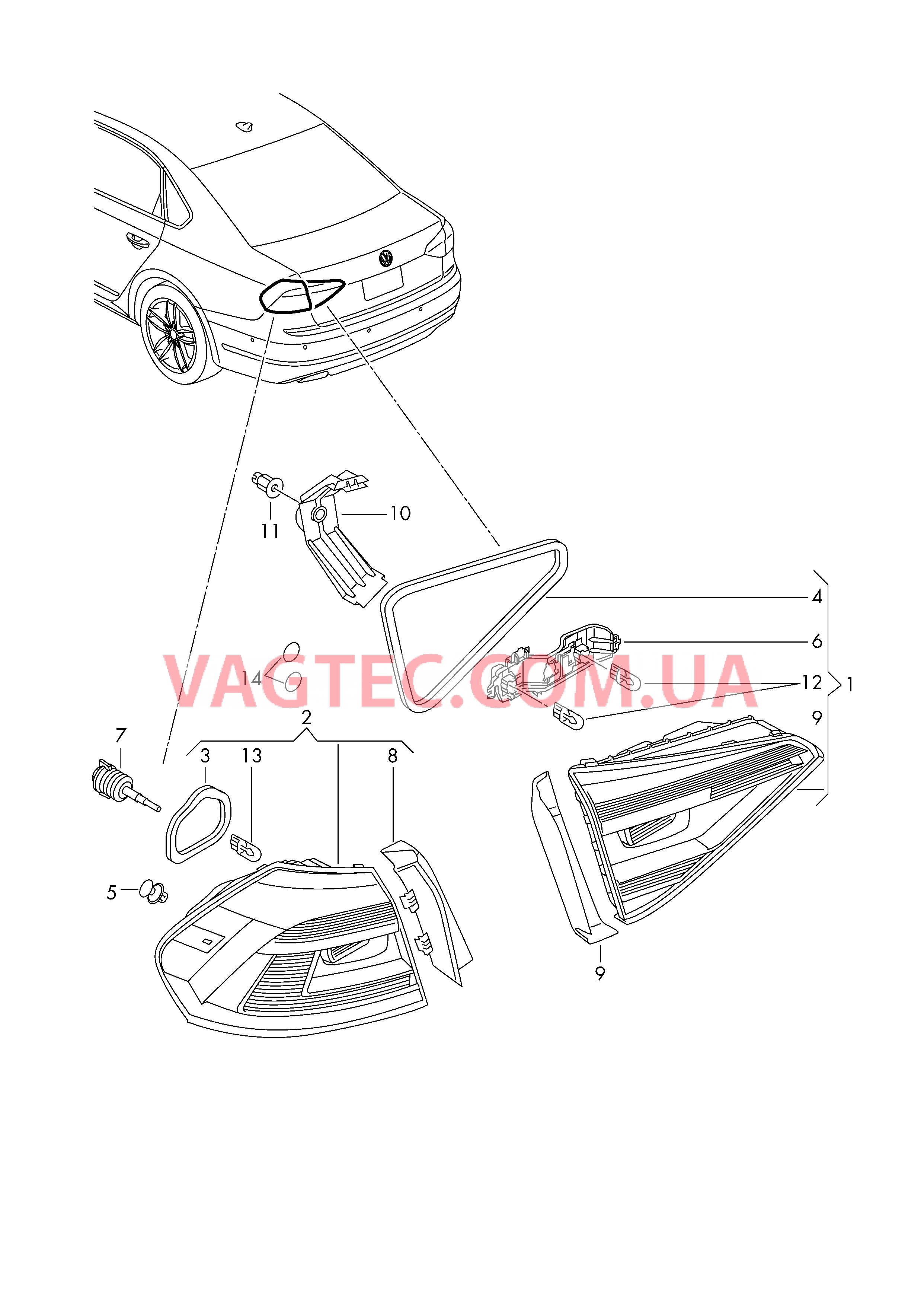 Задний фонарь  для VOLKSWAGEN Passat 2019