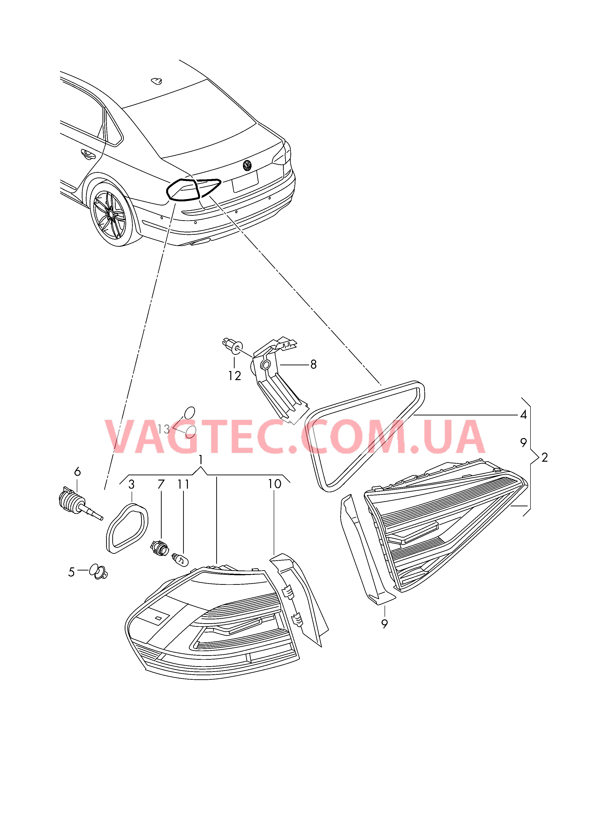 Светодиодный задний фонарь  для VOLKSWAGEN Passat 2019