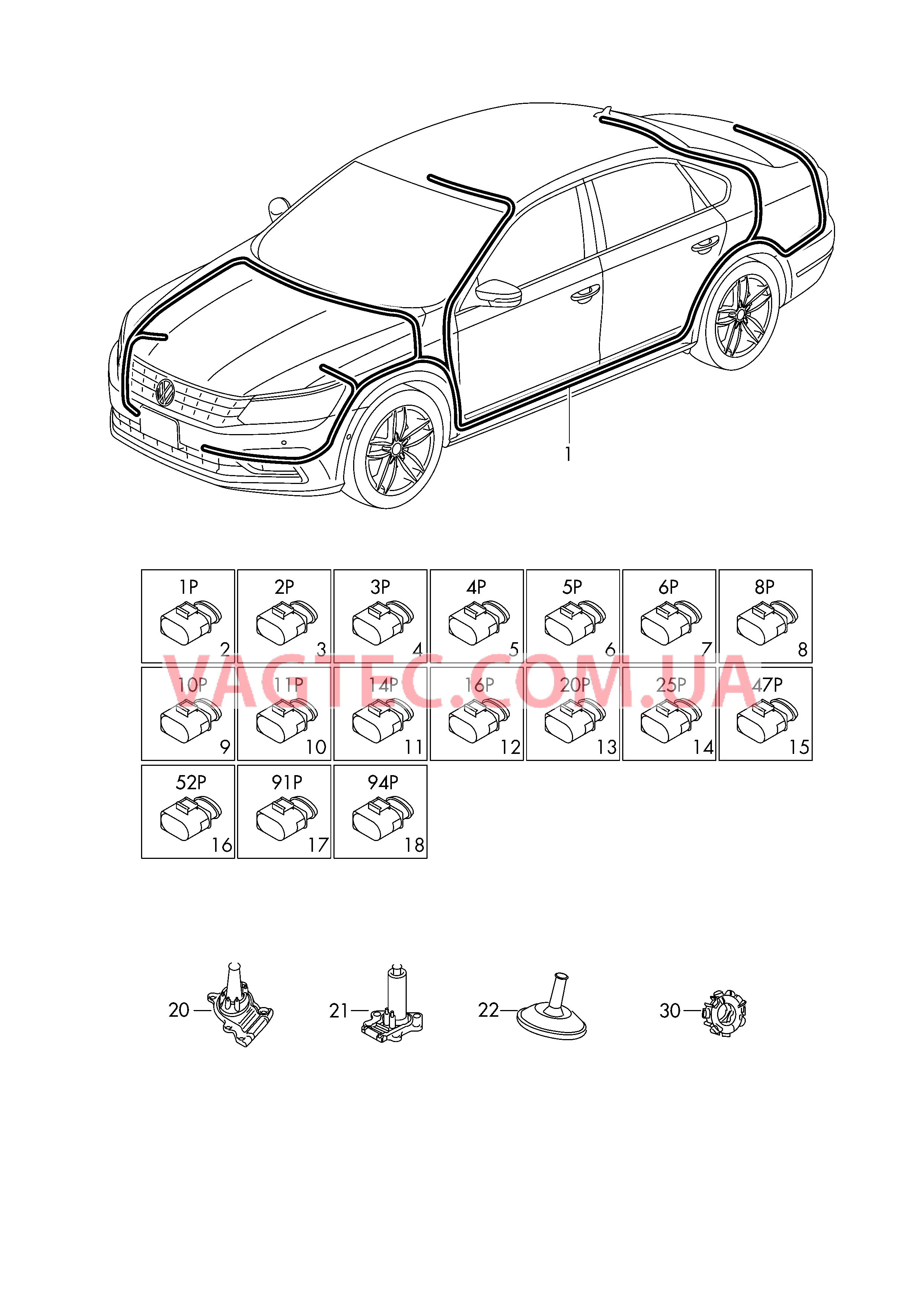 Центральный жгут  для VOLKSWAGEN Passat 2018