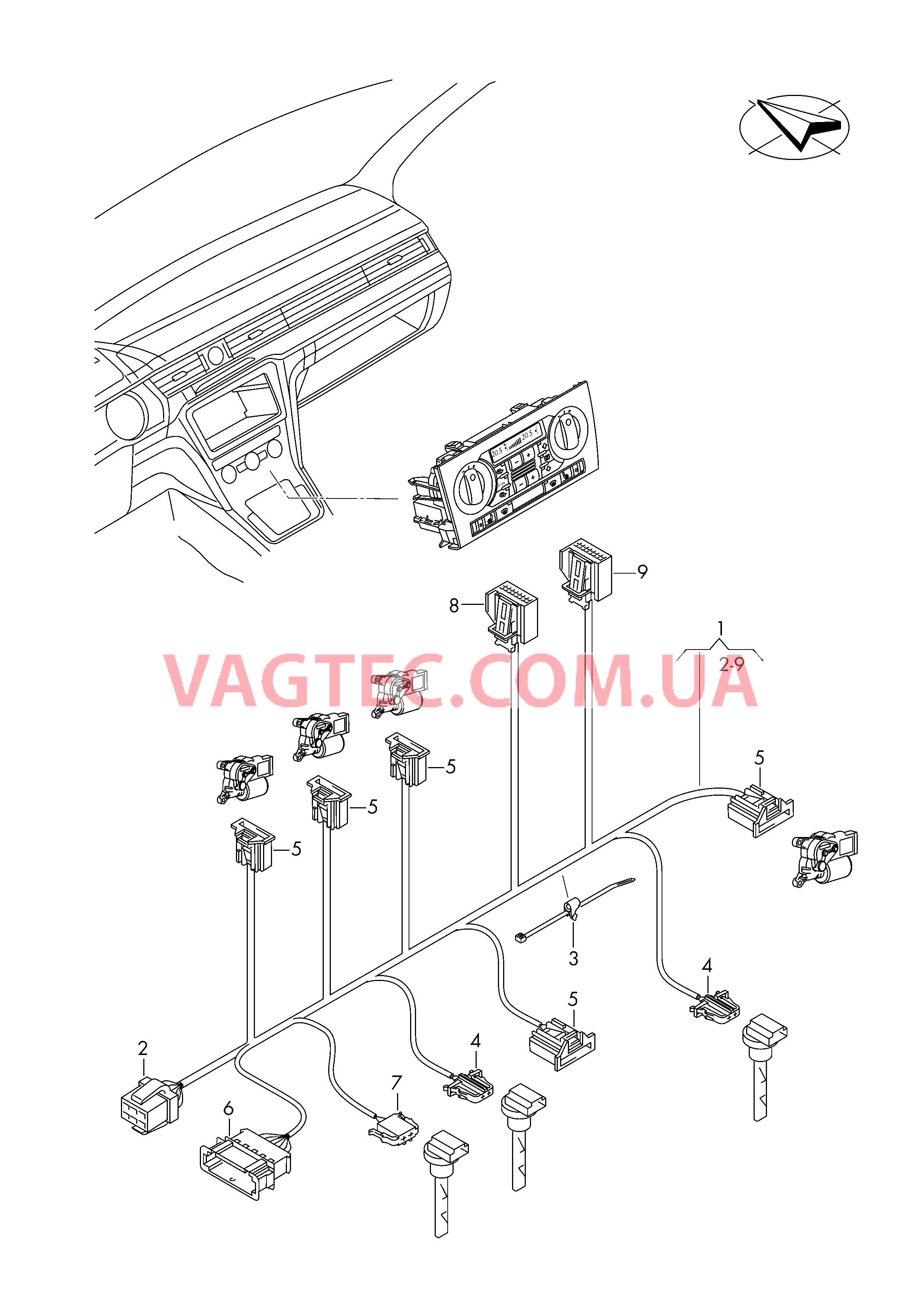 Жгут проводов климат.установк. с электронным управлением  для VOLKSWAGEN Passat 2019