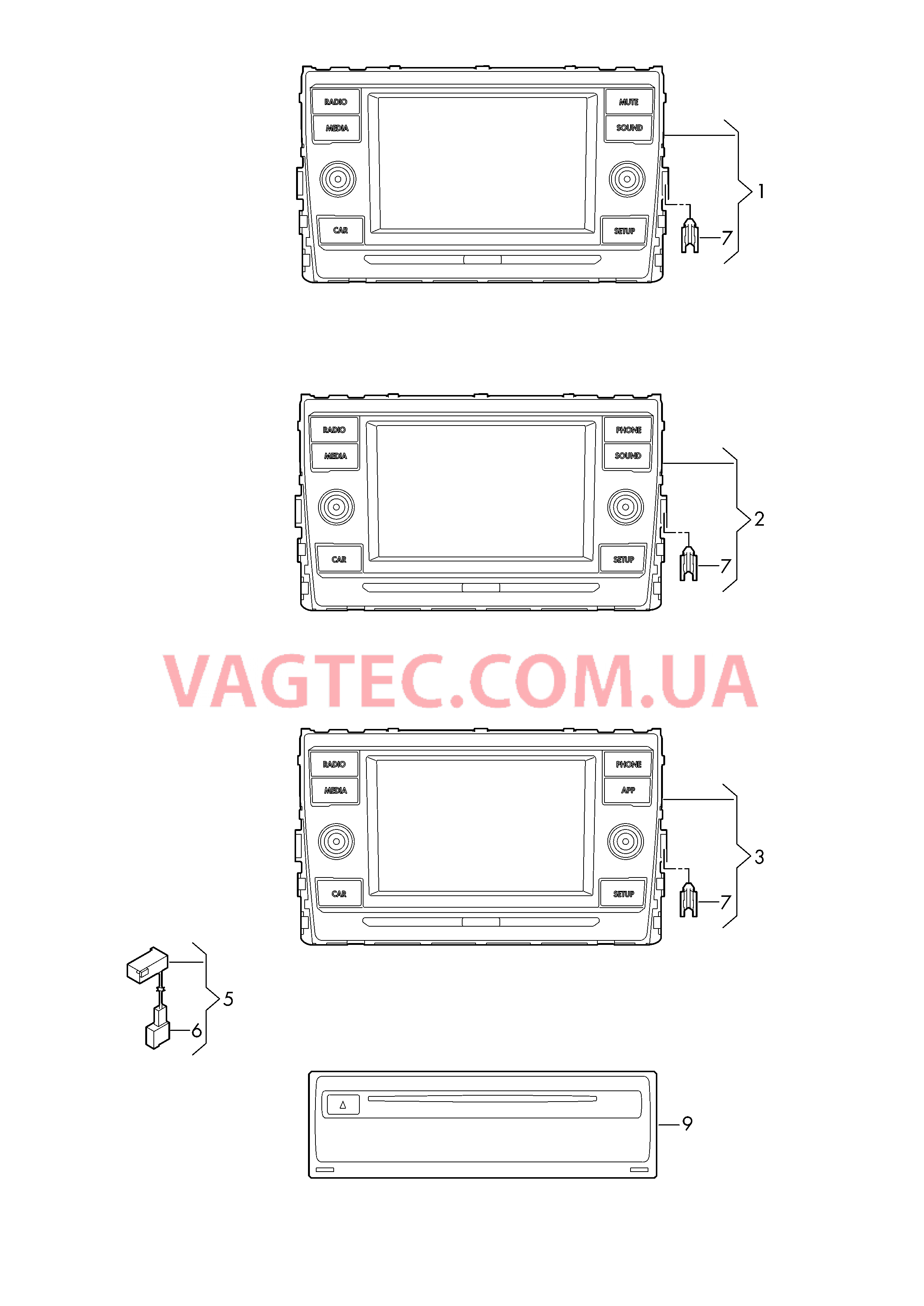 Панель управления и индикации CD-проигрыватель   D - 29.05.2017>> для VOLKSWAGEN Passat 2019-1