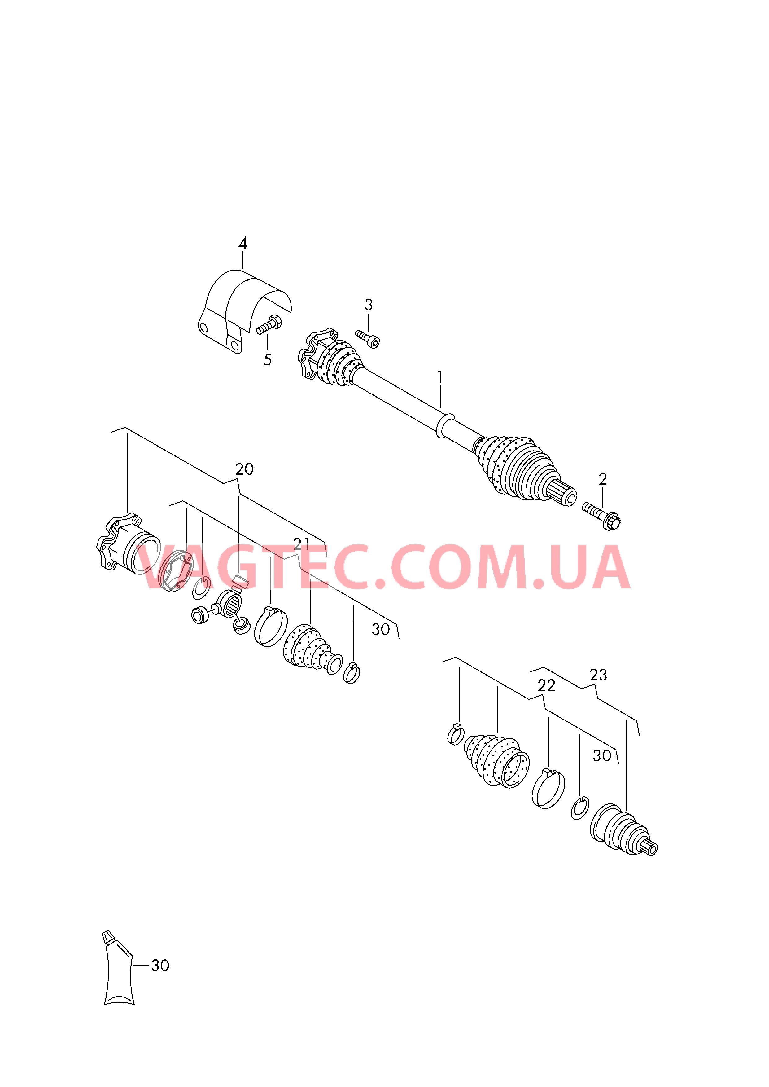 Приводной вал для 6-ступ. КП DSG  для SEAT Ateca 2019