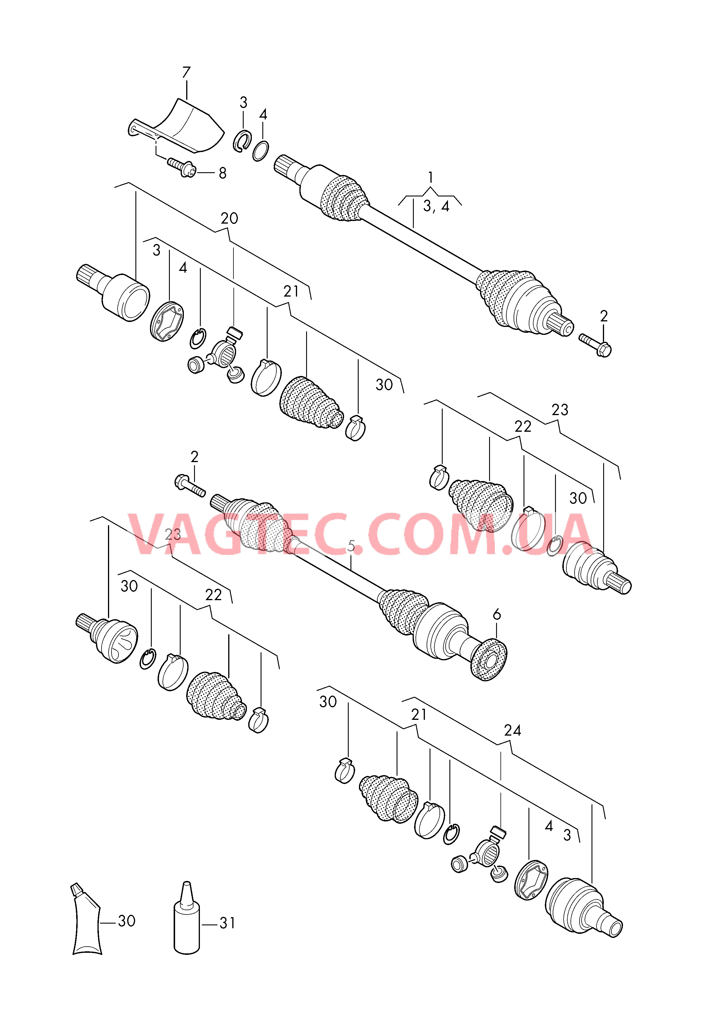 Приводной вал 7-ступенчатая АКП Полный привод  для VOLKSWAGEN Tiguan 2018