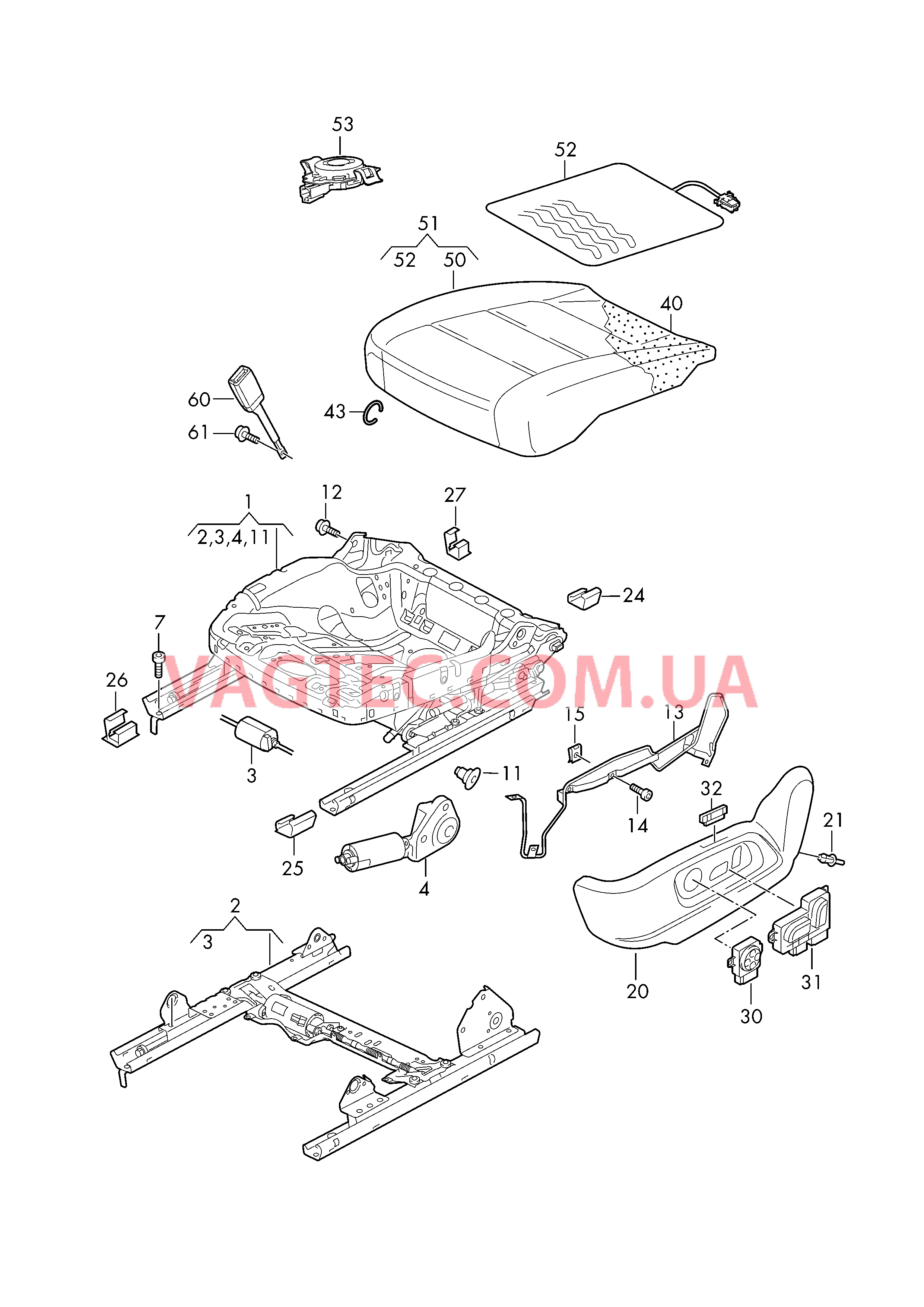 Каркас сиденья (с электр. приводом регулировки)  для VOLKSWAGEN TIGL 2019