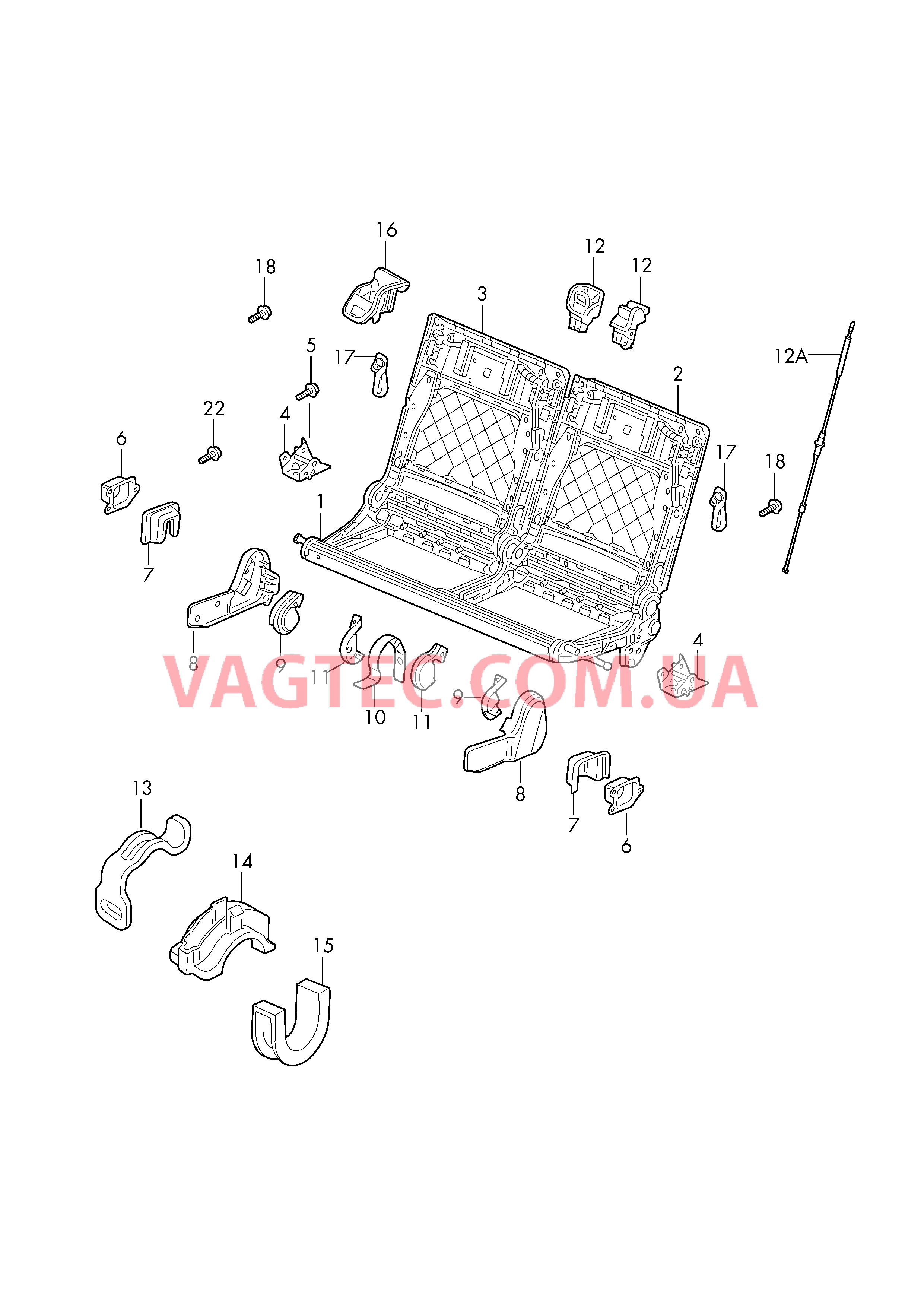 Каркас сиденья и спинки Облицовки Pазблокировка спинки  для VOLKSWAGEN TIGL 2018