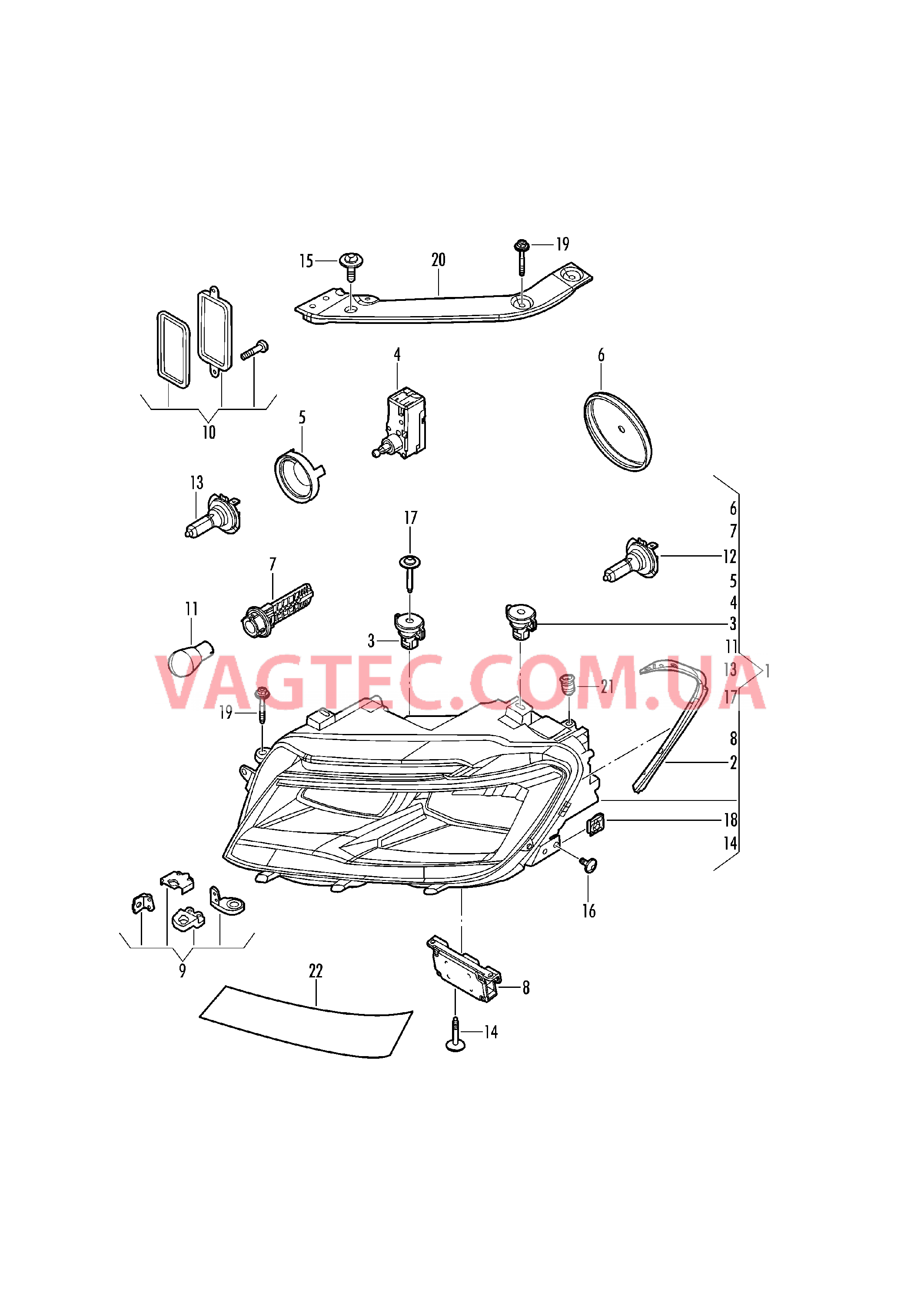 Двойная галогенная фара  для VOLKSWAGEN TIGL 2019