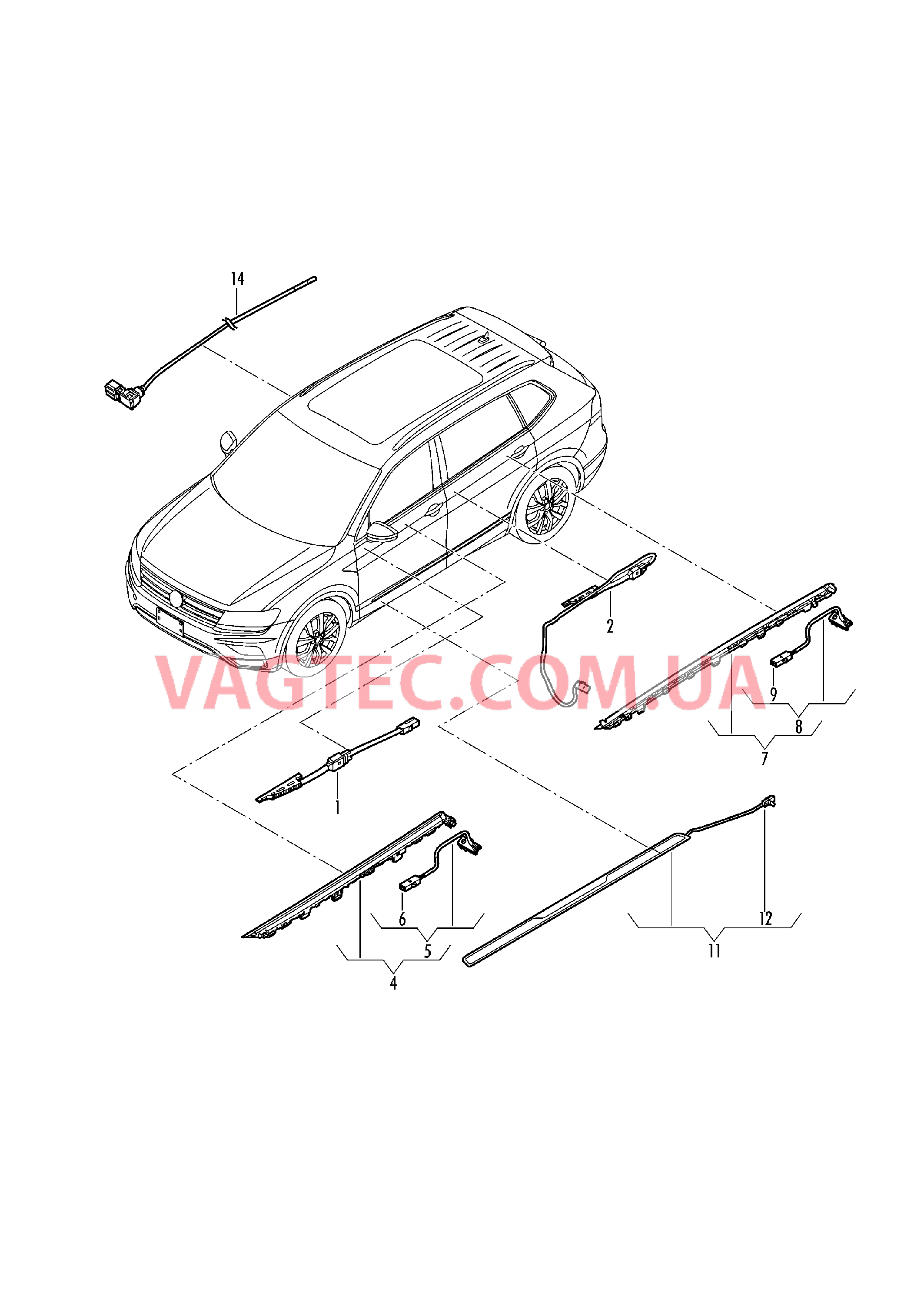 Купить Подсветка ручки двери Светодиодный фонарь Молдинг Подсветка порогов  Подсветка панорамного подъёмного люка Tiguan VOLKSWAGEN 2018 года. Купить  оригинальные детали Tiguan VOLKSWAGEN 2018 года | VAGTEC.COM.UA