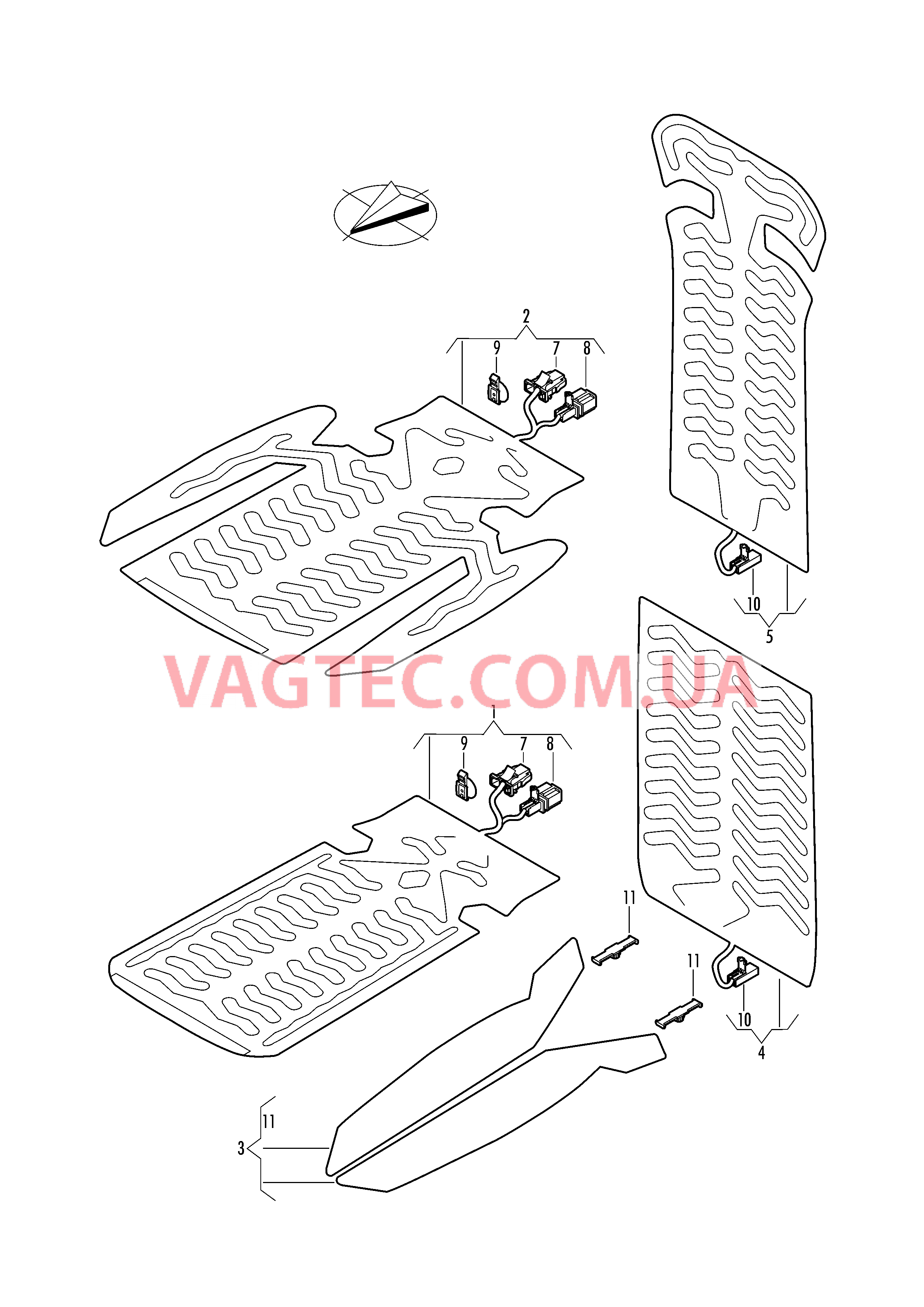 Электродетали для обогрева подушки и спинки сиденья  для VOLKSWAGEN TIGL 2018