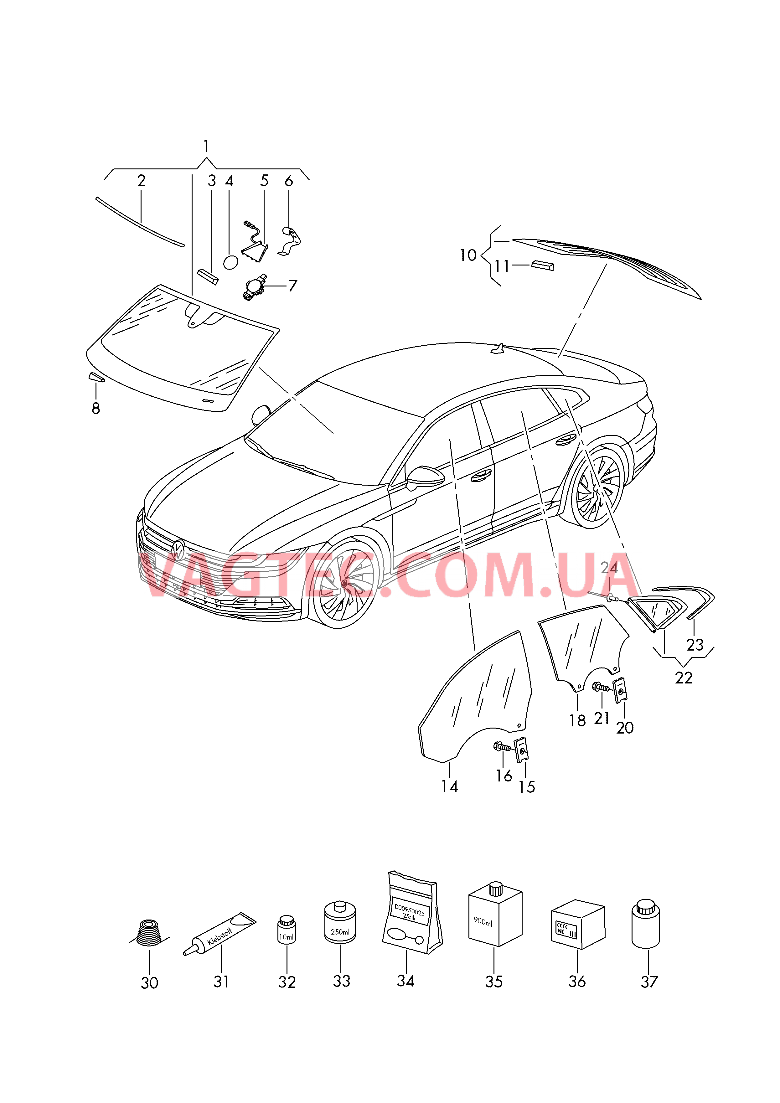 Стёкла  для VOLKSWAGEN Arteon 2017