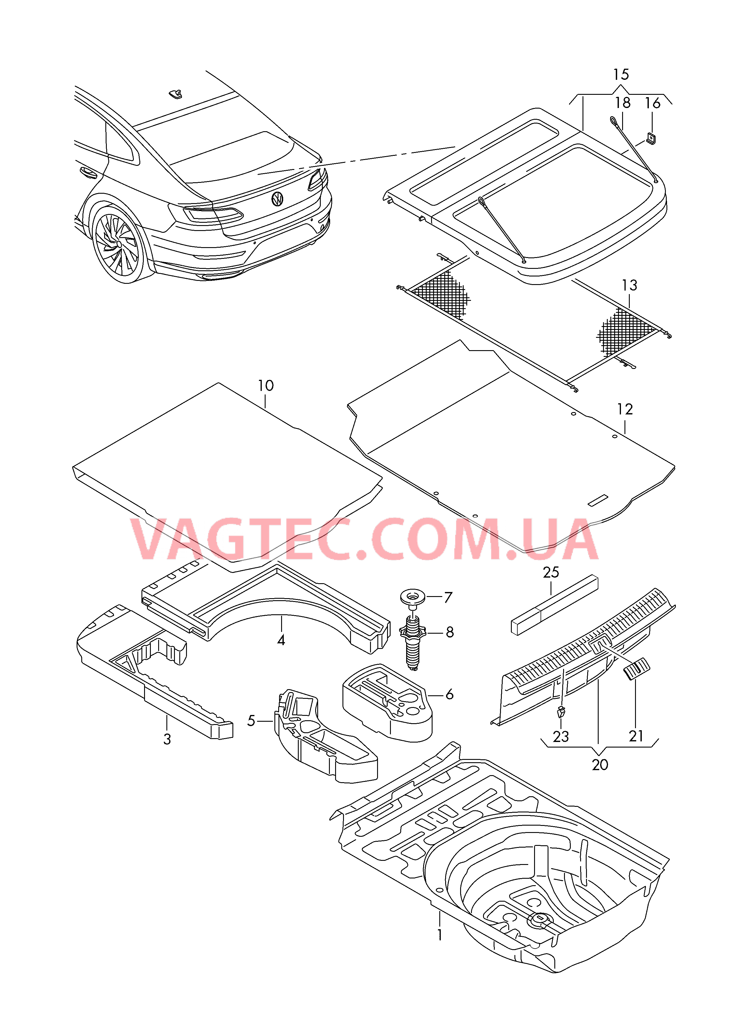 Коврик багажника Накладка для кронштейна замка  для VOLKSWAGEN Arteon 2017