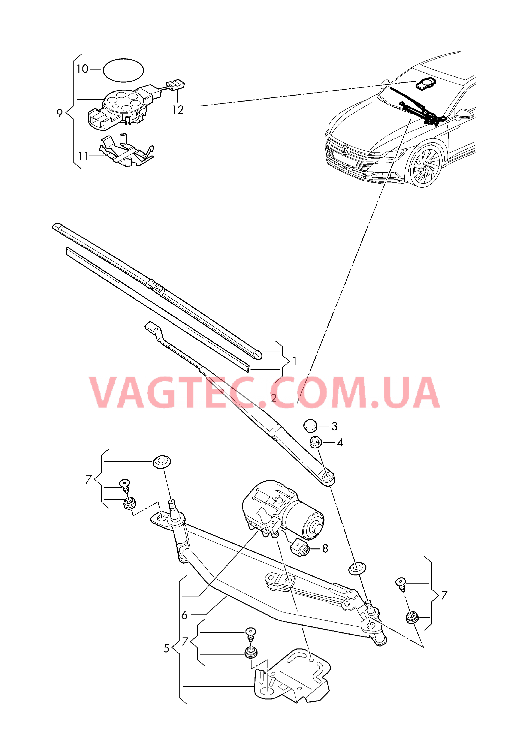Cтеклоочиститель Крепление стеклоочистителя с электромотором  Датчик дождя  для VOLKSWAGEN Arteon 2018