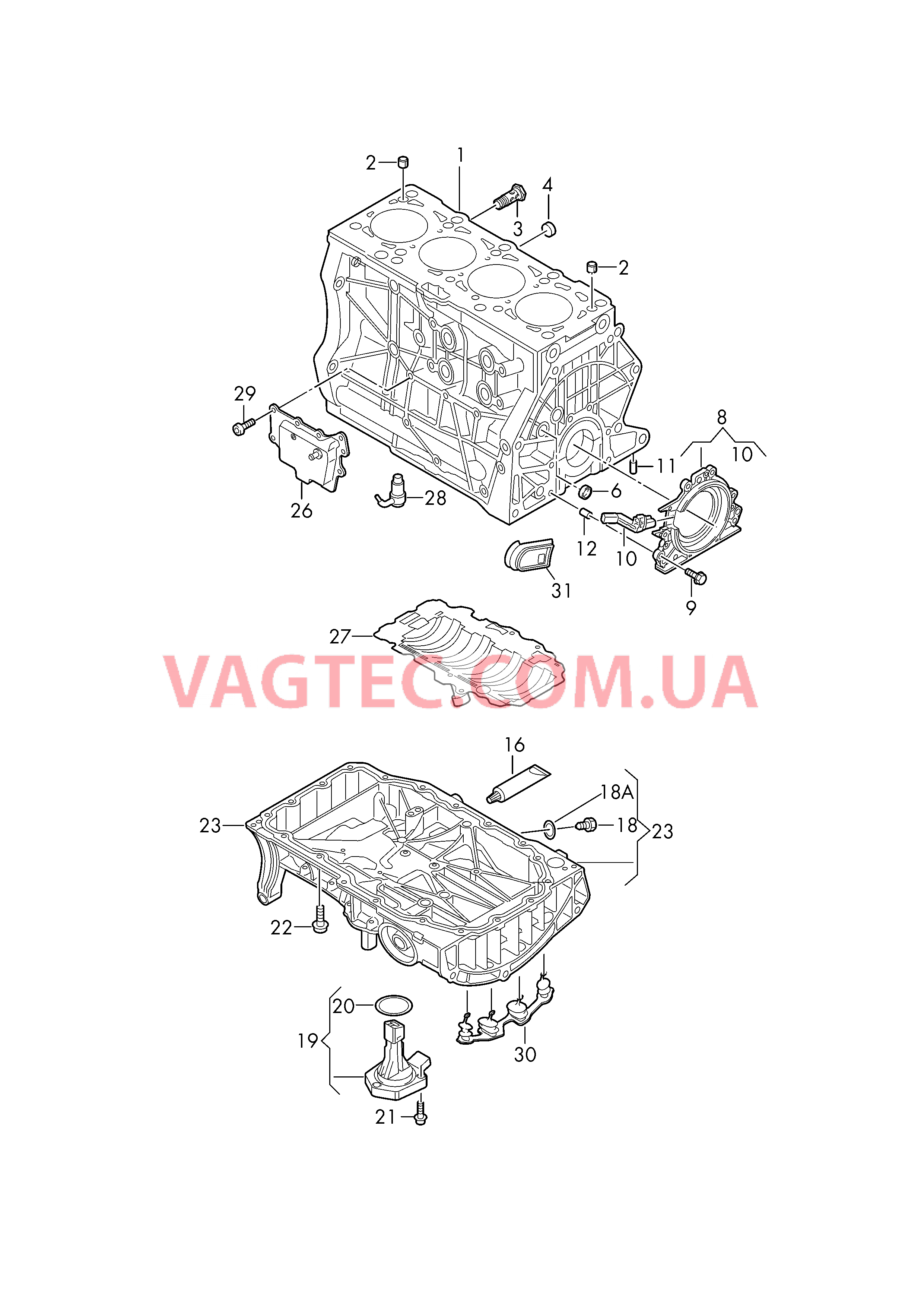 Блок цилиндров Масляный поддон  для VOLKSWAGEN Arteon 2018
