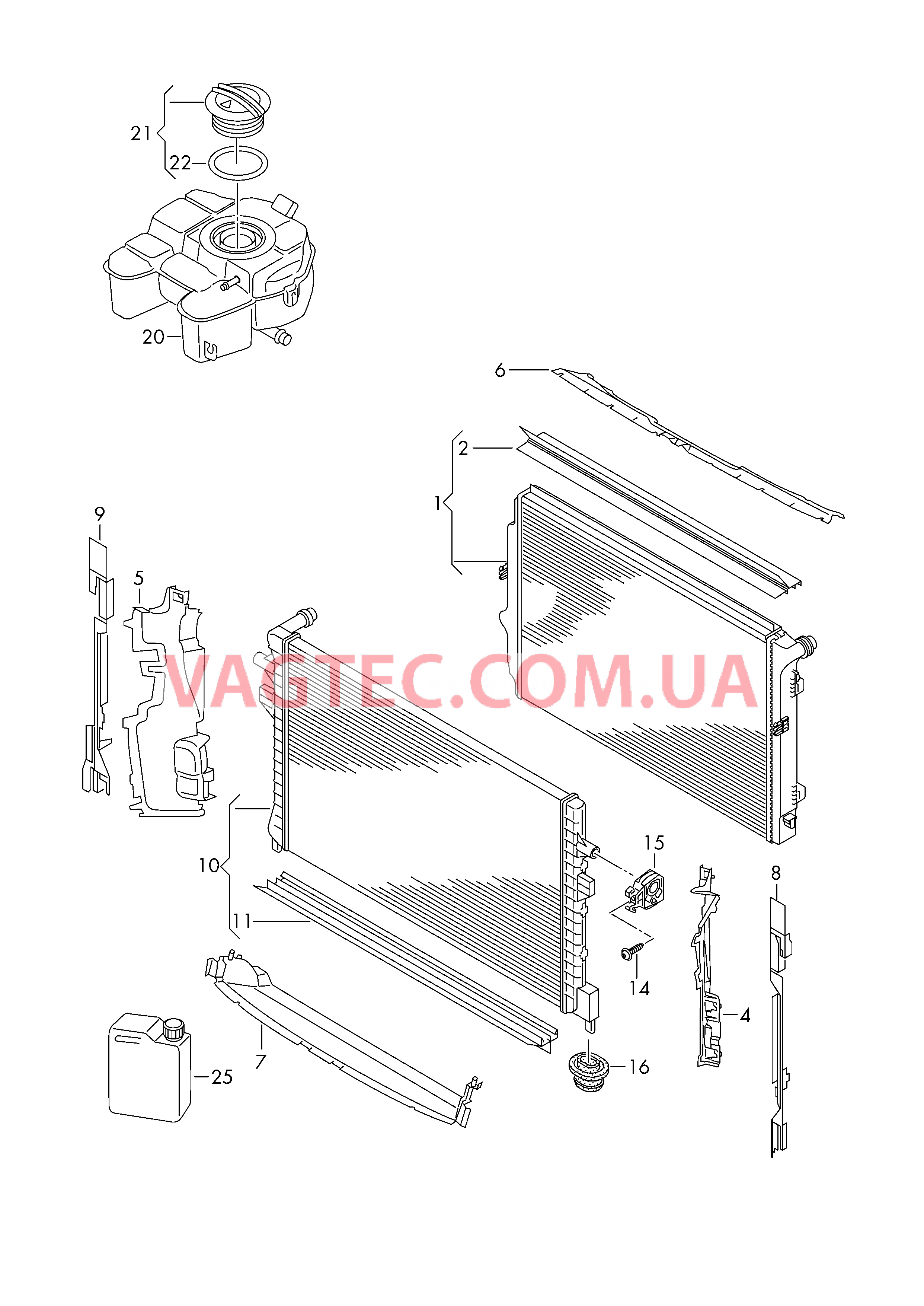 Радиатор охлаждающей жидкости Дополнительный радиатор ОЖ Расширительный бачок  для VOLKSWAGEN Arteon 2017