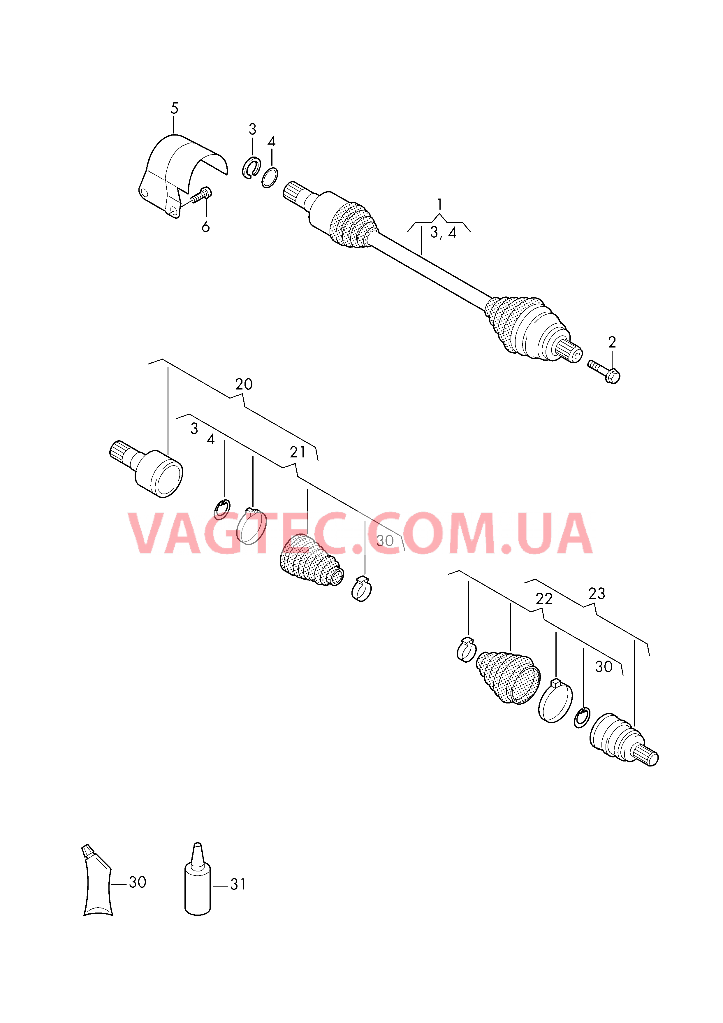 Приводной вал для 7-ступ. КП DSG  для VOLKSWAGEN Arteon 2017