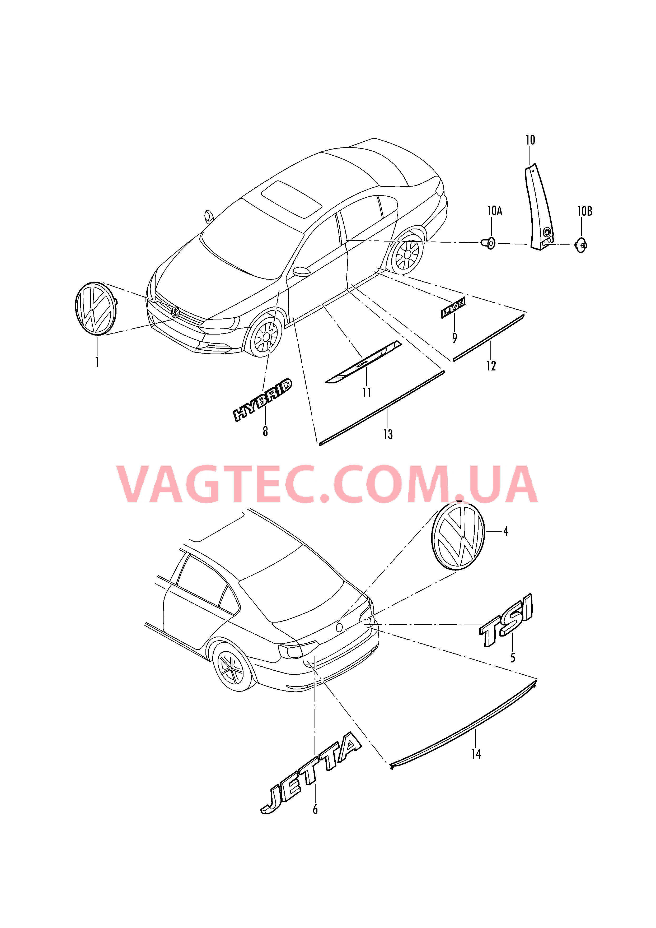 Надписи  для VOLKSWAGEN Jetta 2019