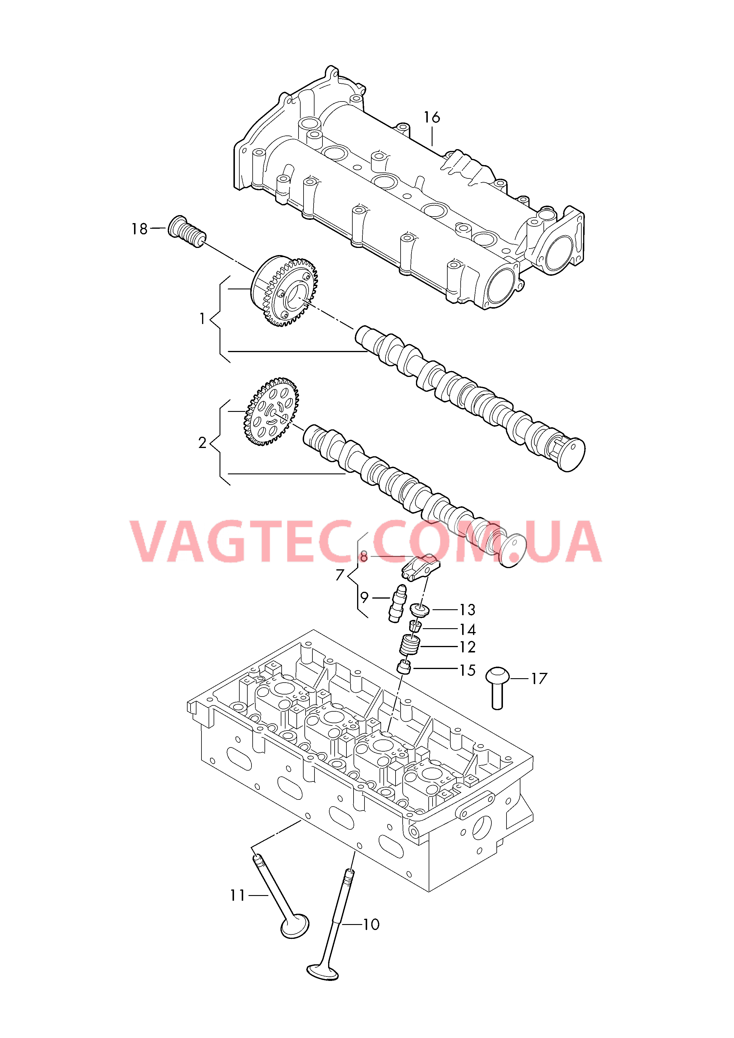 Pаспределительный вал, клапаны  для AUDI A7 2018