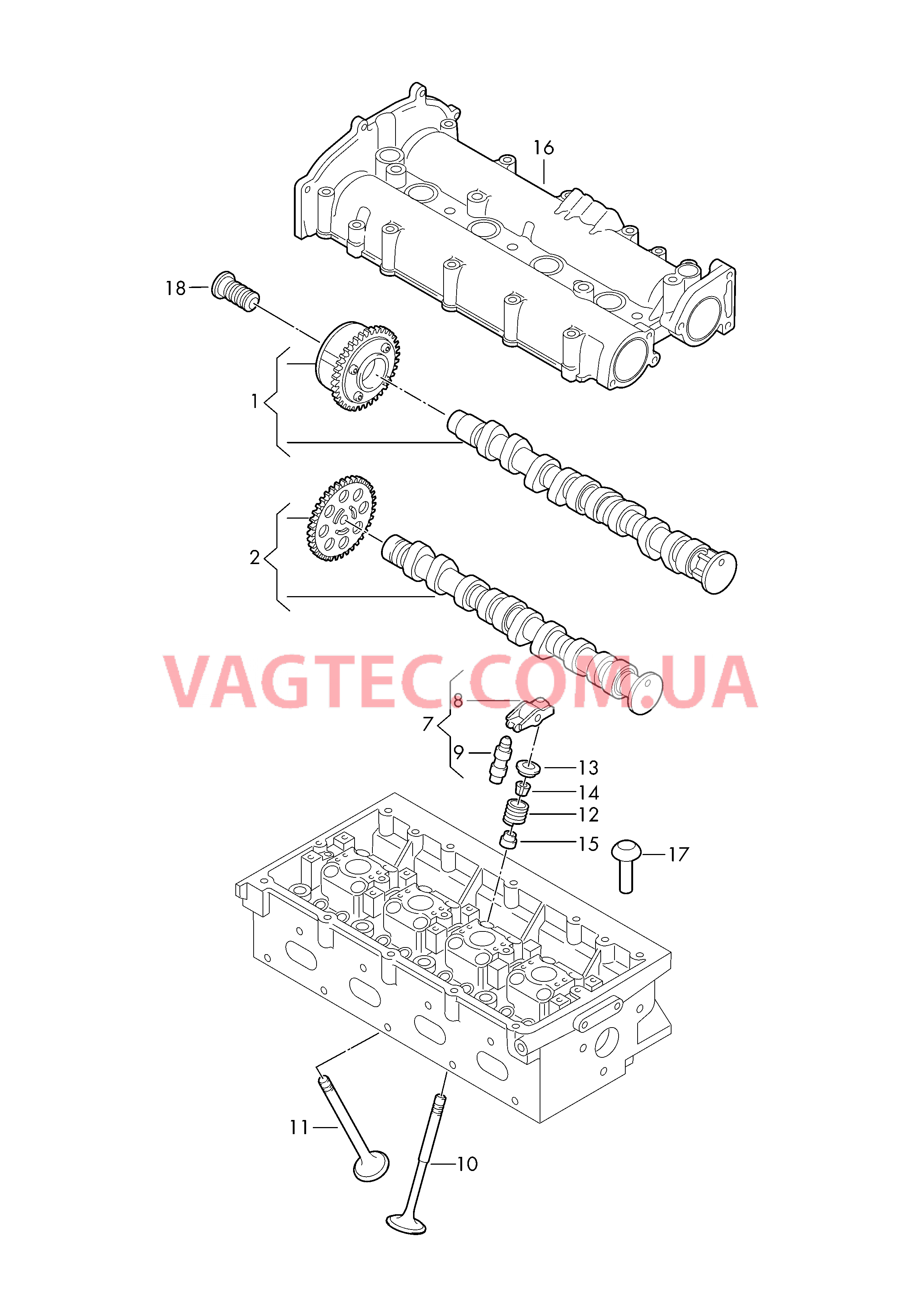 Pаспределительный вал, клапаны  для AUDI TT 2018