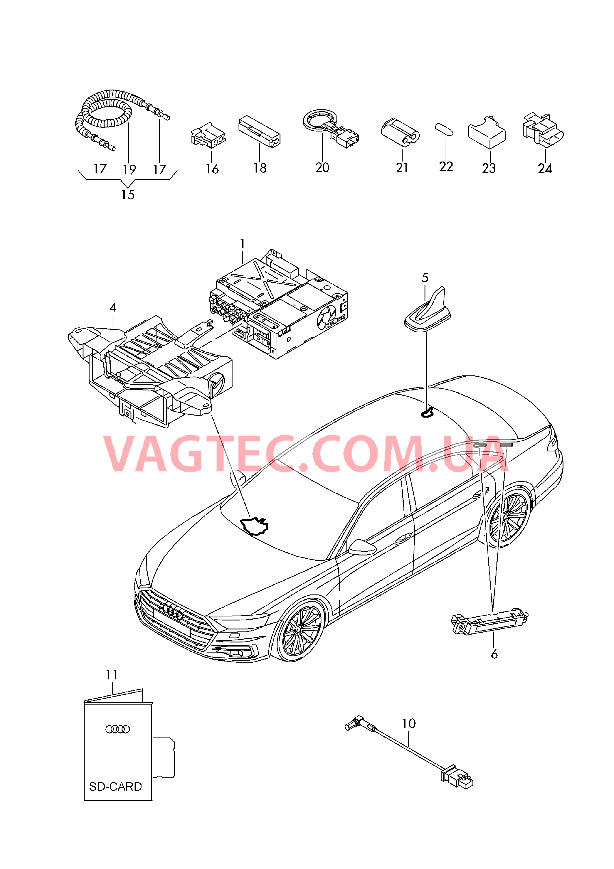 Блок управления информационной системы  Детали не в сборе Оптоволоконный кабель  для AUDI A8Q 2018