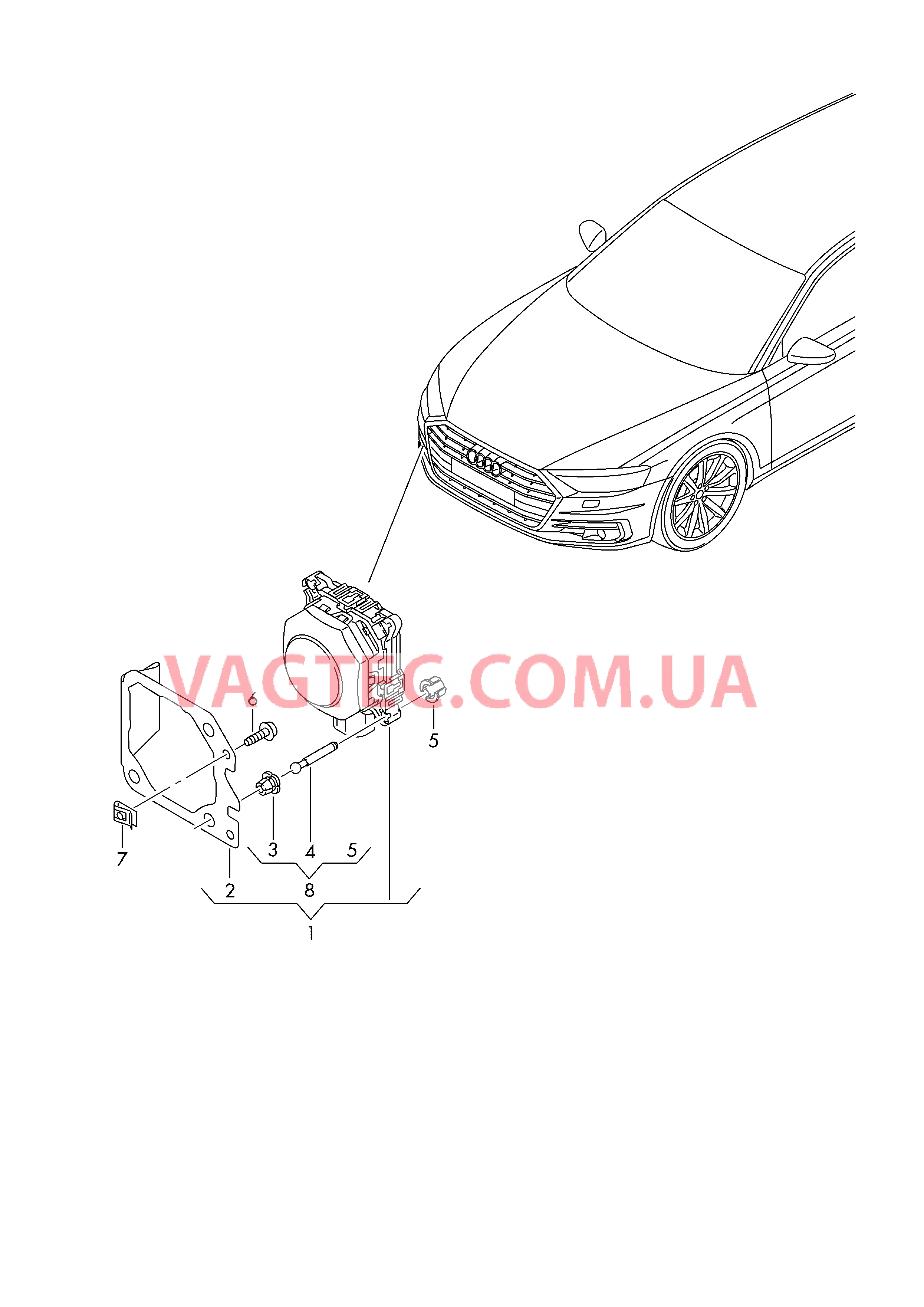 Радарный датчик для автомобилей, оборудованнных круиз-контролем и автоматич. регулятором дистанции  для AUDI A8Q 2019