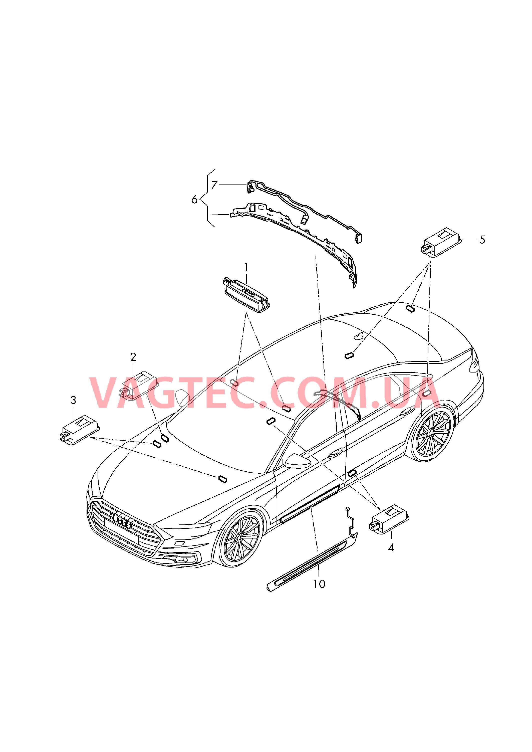 Освещение в салоне  для AUDI A8 2018