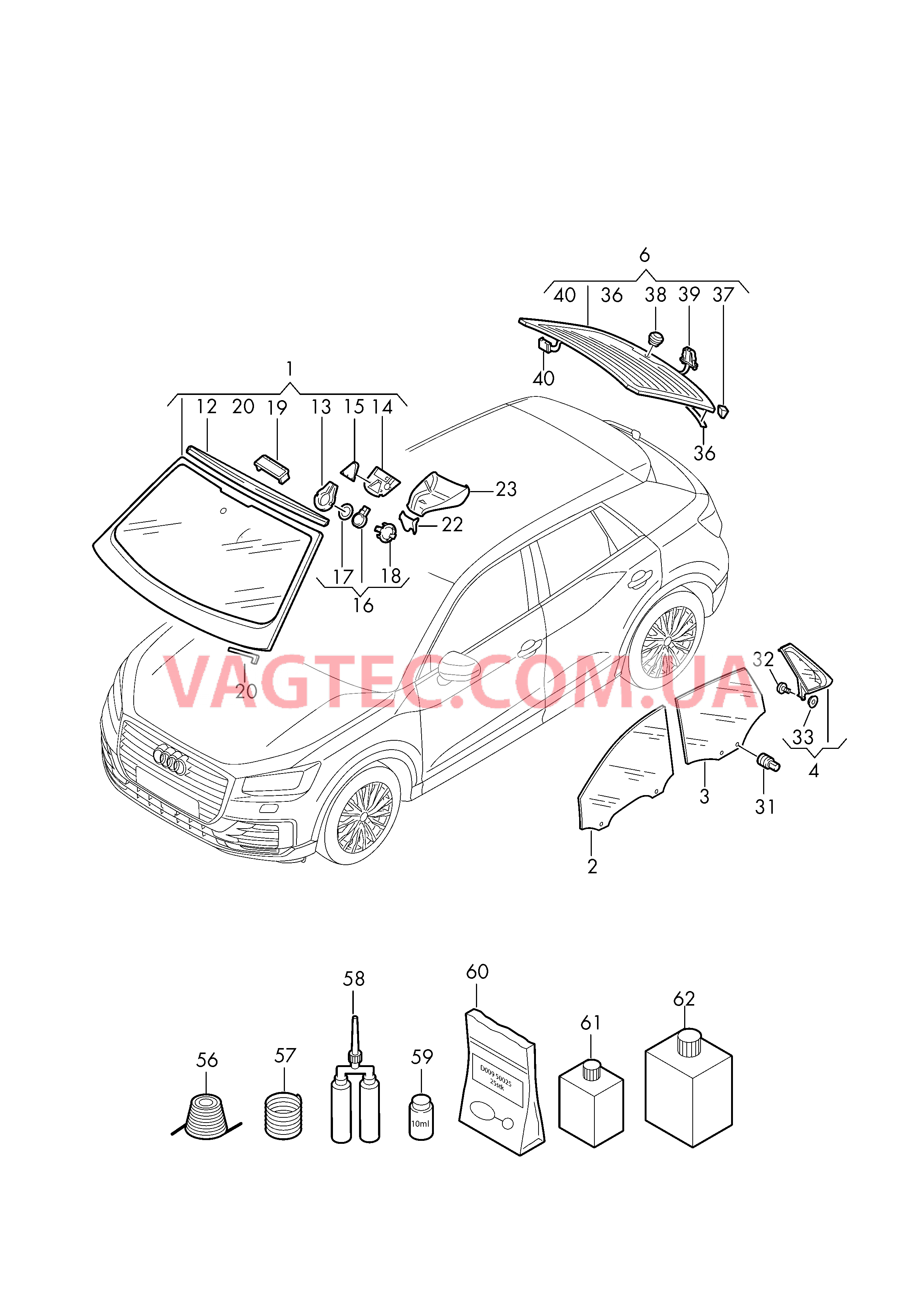 Стёкла  для AUDI Q2 2019