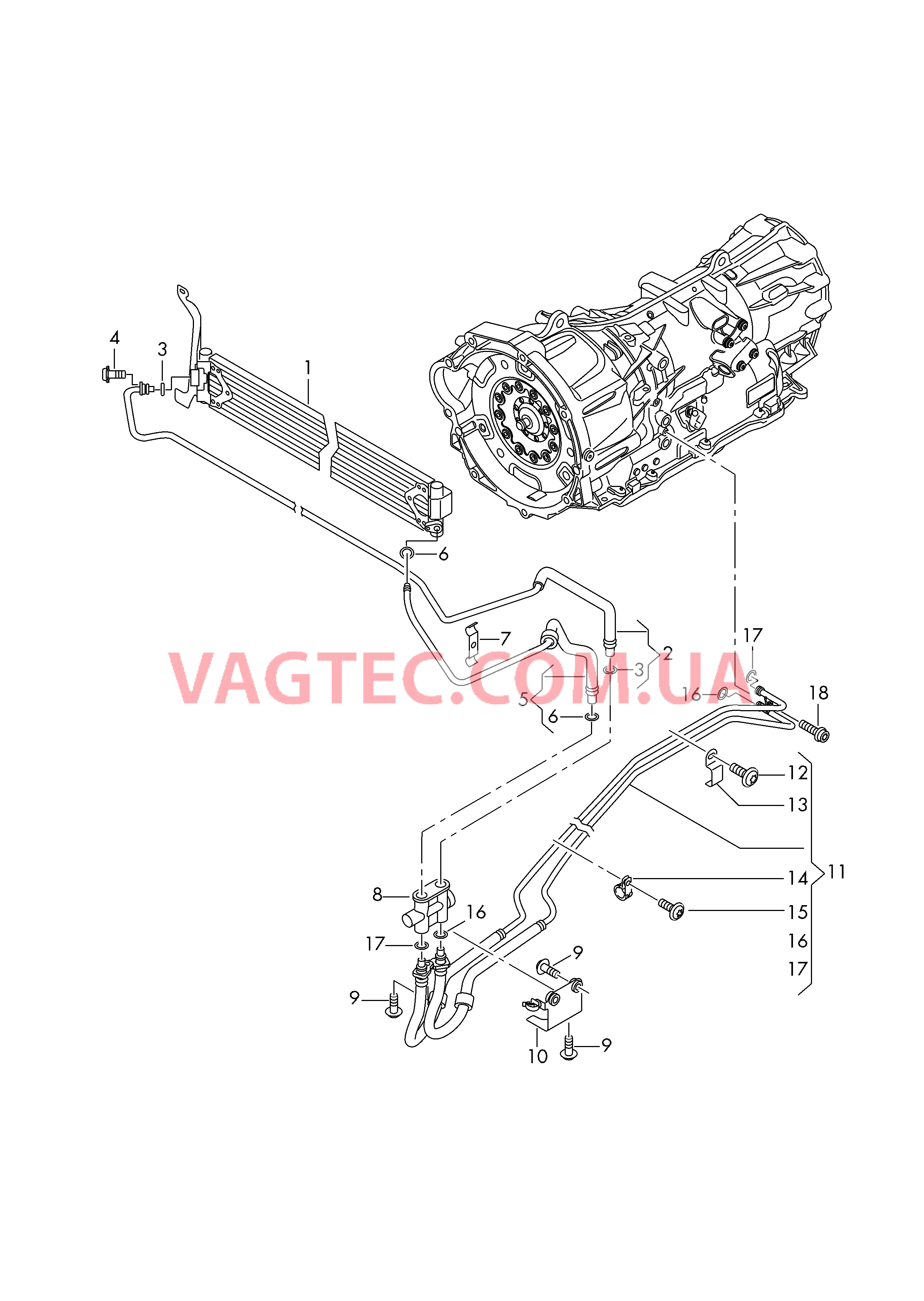 Напорный маслопровод для охлаждения масла коробки передач  для 8-ступенчатой автомат. КП для заднего привода  для VOLKSWAGEN Amarok 2018