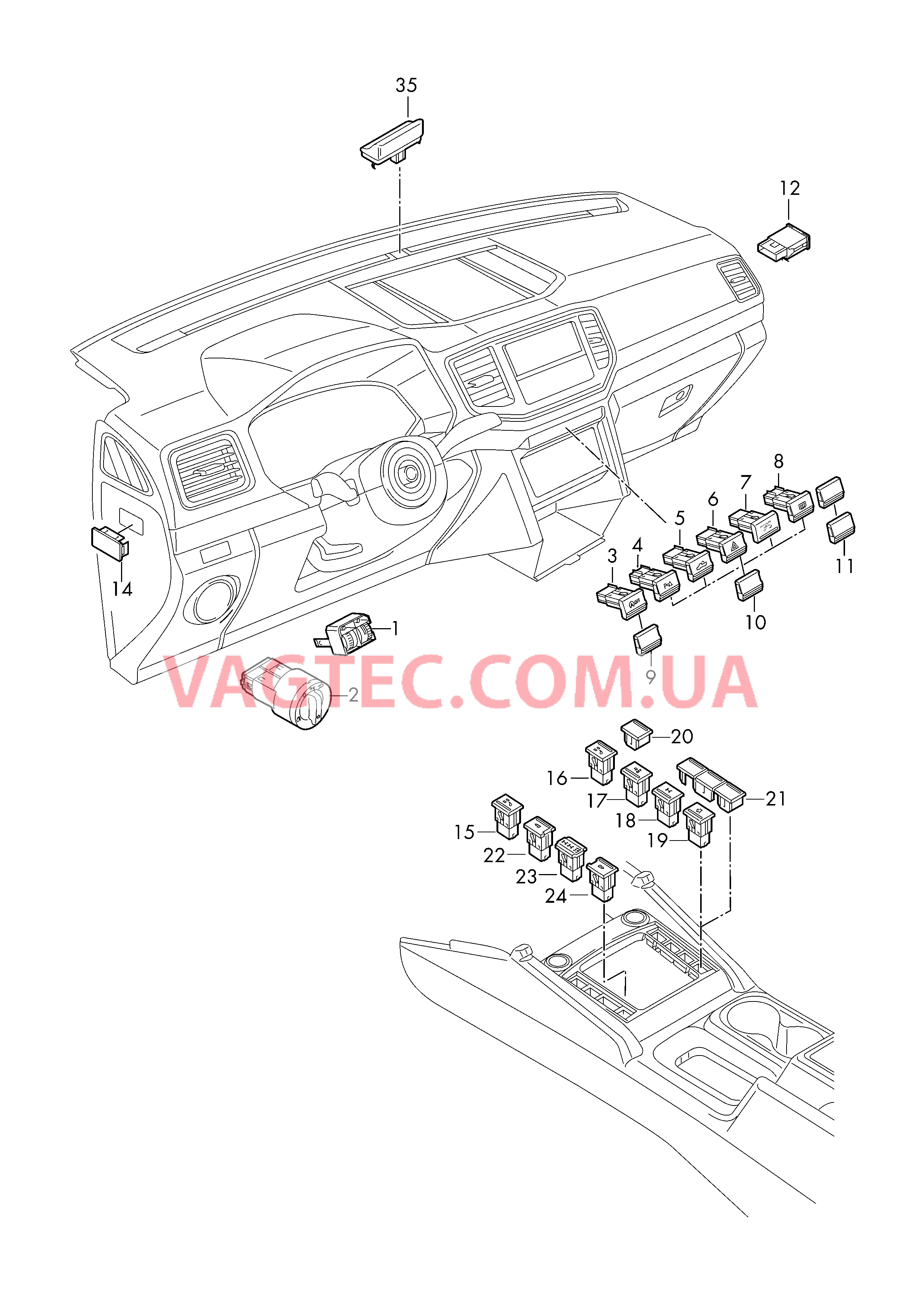 Выключатель света Выключатель в панели приборов Выключатель в централ. консоли Датчик интенс. солн. излуч.  для VOLKSWAGEN Amarok 2018