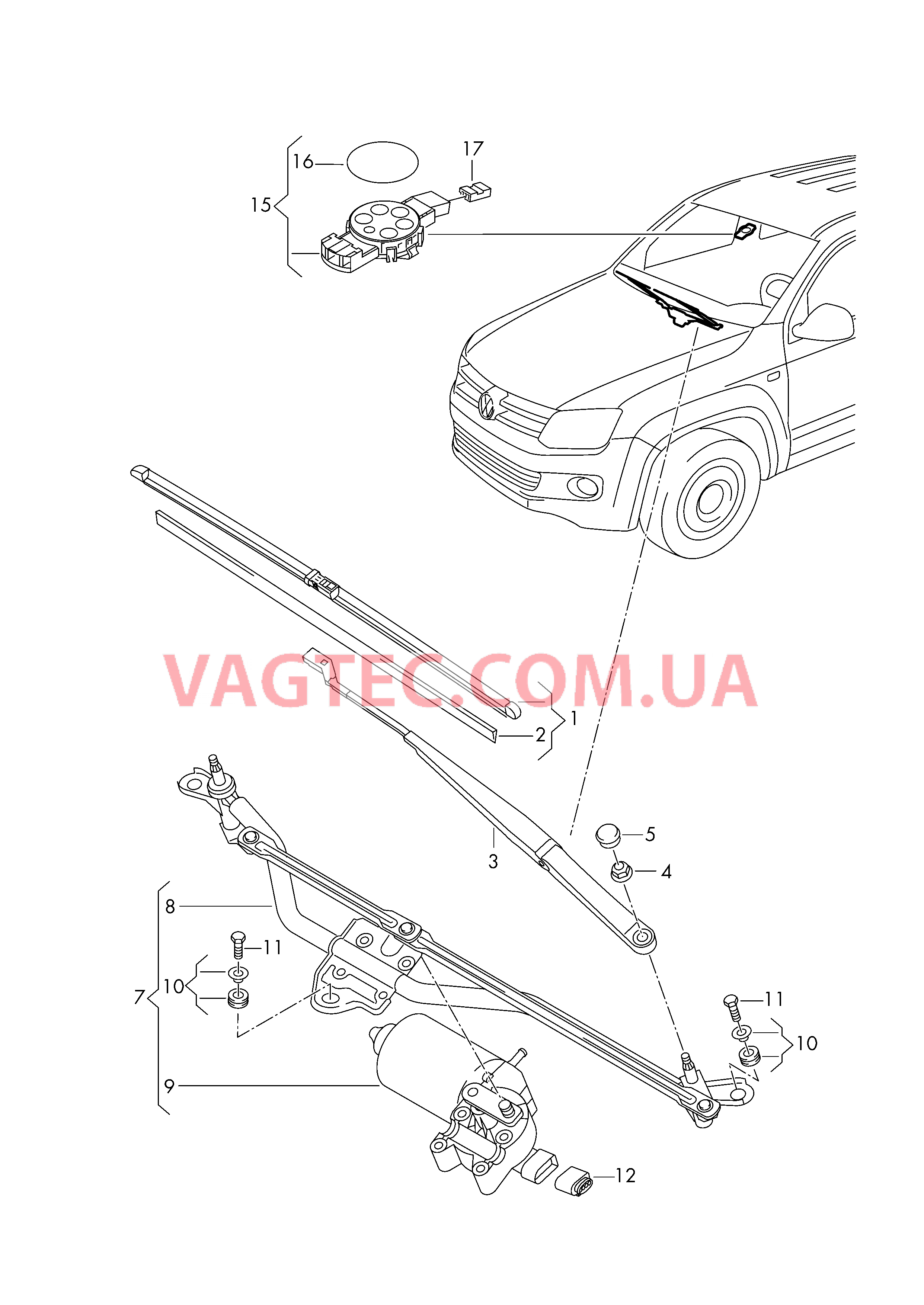 Cтеклоочиститель Крепление стеклоочистителя с электромотором  Датчик дождя  для VOLKSWAGEN Amarok 2018