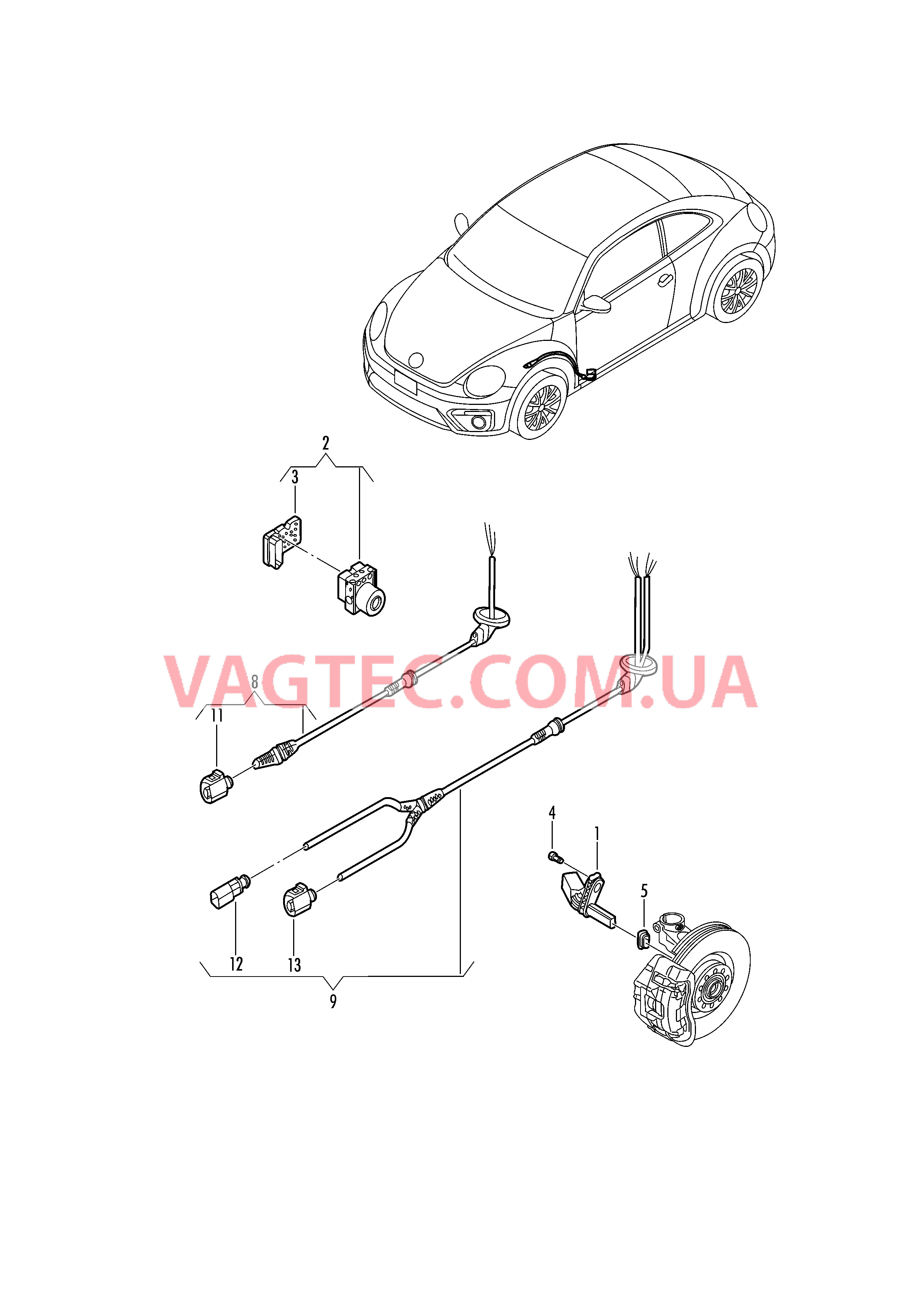 Датчик числа оборотов Блок управления ABS Жгут проводов для датчика числа оборотов  для VOLKSWAGEN Beetle 2019