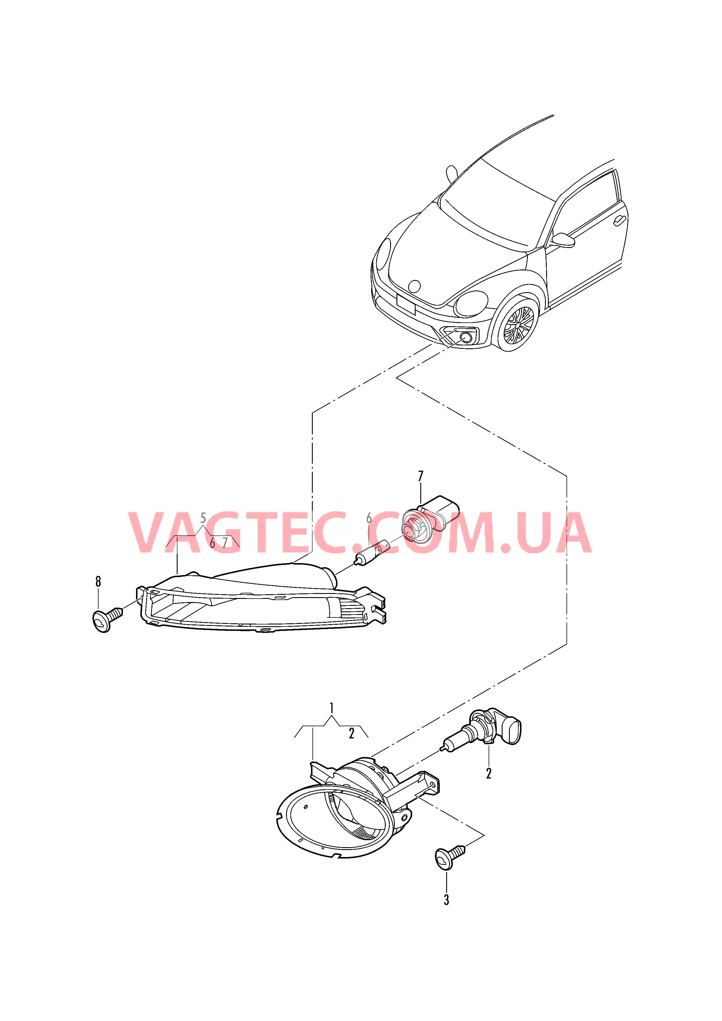 Галогеновая противотуманная фара со стат. адапт. освещен.  Фонарь указателя поворота  для VOLKSWAGEN Beetle.Cabriolet 2019