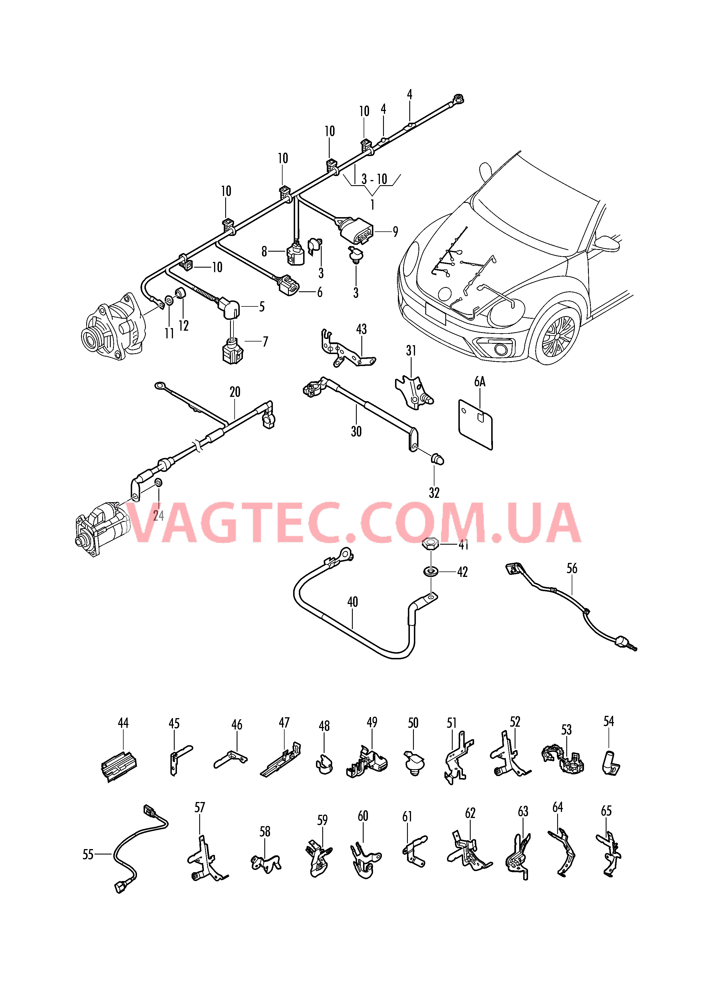 Жгут проводов для АКБ +/- Жгут проводов генератора  Провод массы  для VOLKSWAGEN Beetle.Cabriolet 2019